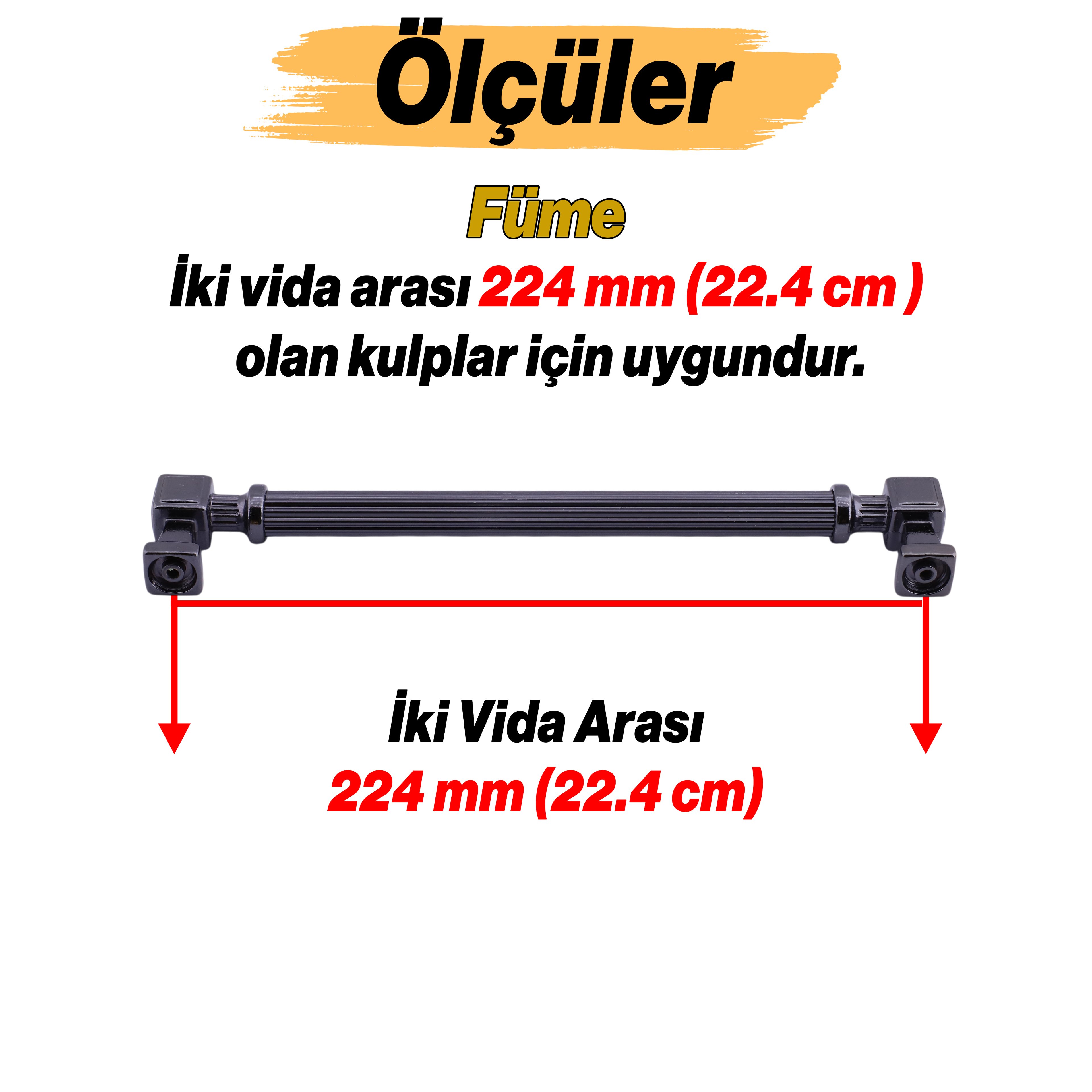 Talas 224 mm Çizgili Füme Metal Kulp Mobilya Çekmece Mutfak Dolabı Dolap Kulpları Kulb 22.4 cm