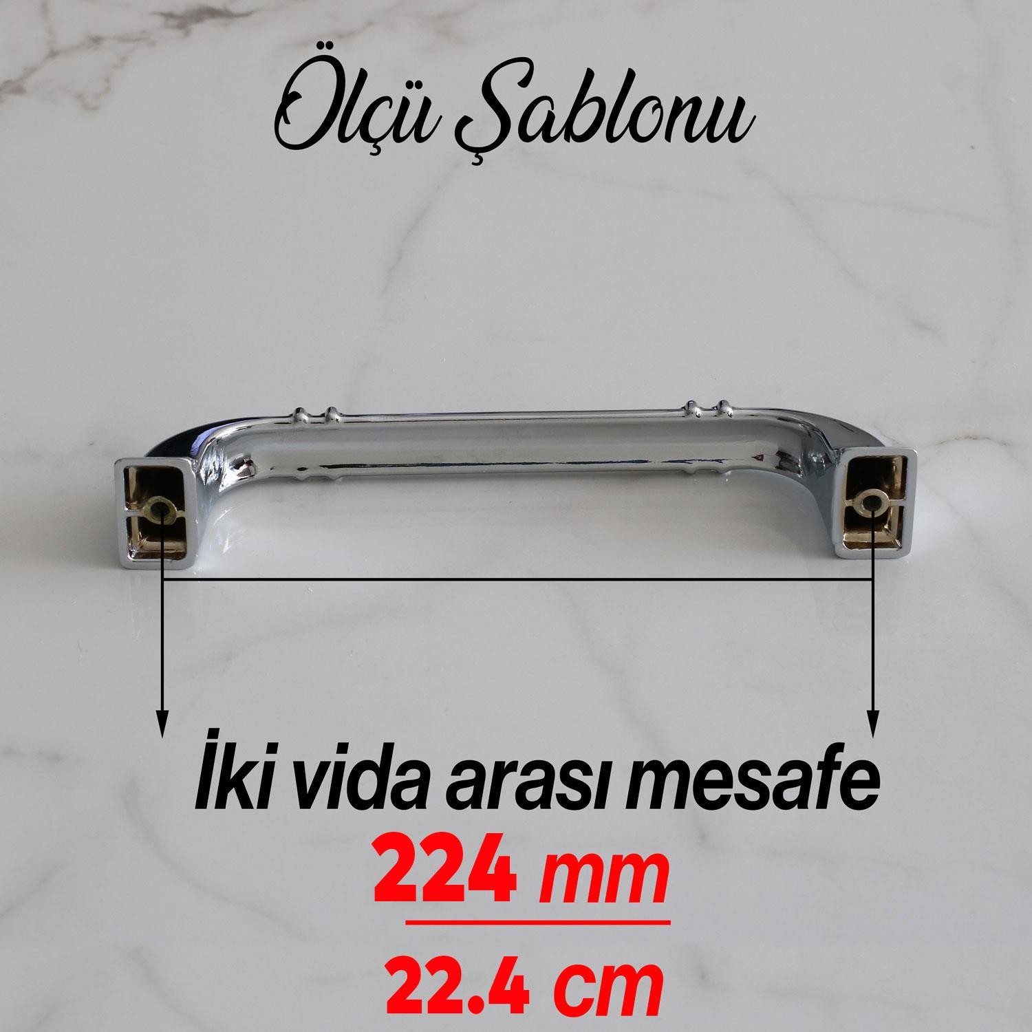 Roma 224 mm Krom Renk Mobilya Mutfak Çekmece Kulp Metal Dolap Kapak Kulpları Kulbu Dolabı Kulpu