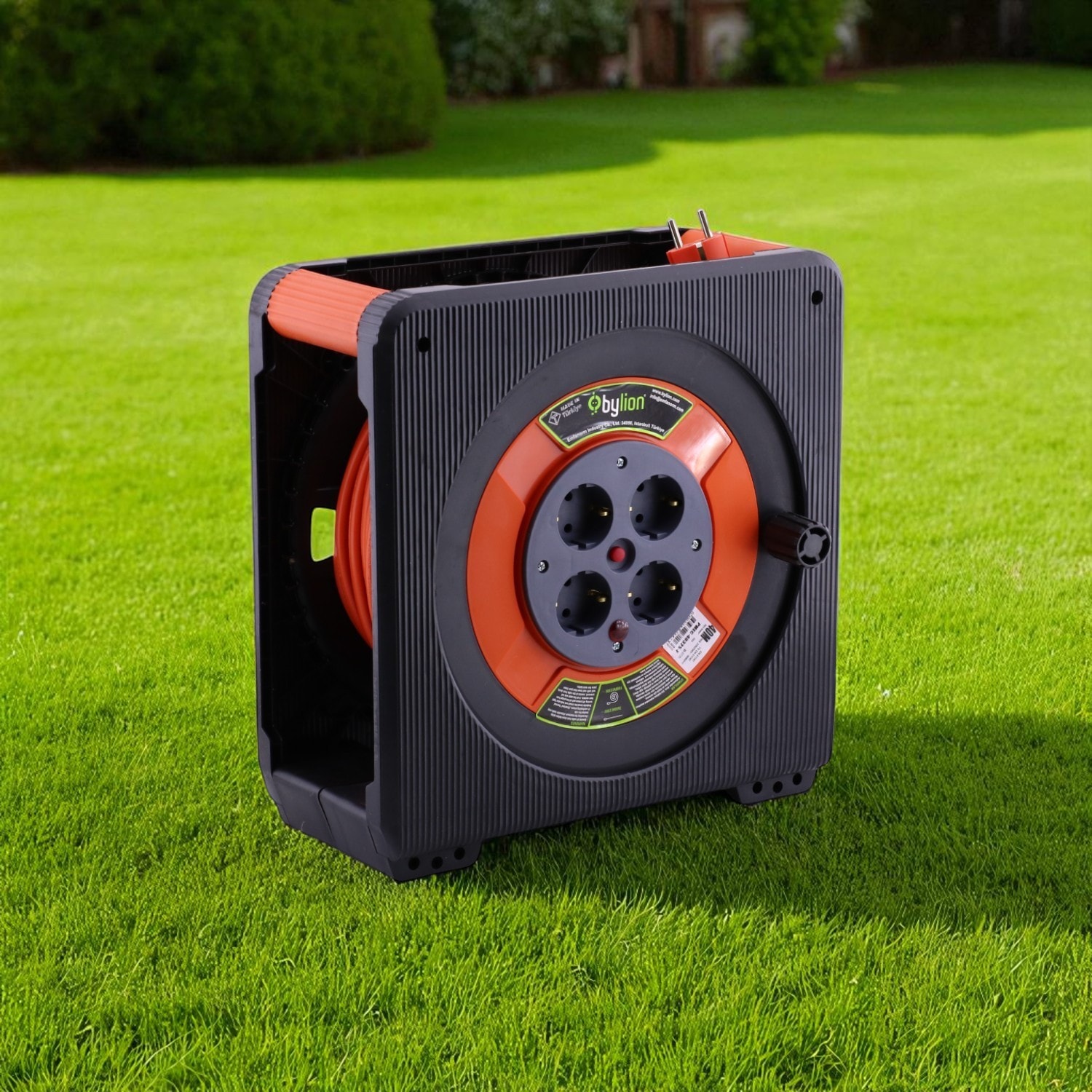 Makaralı Uzatma Kablosu 20 Metre 3x2.5 mm CCA 4 Prizli Termal Sigortalı Plastik Seyyar Kaset Tipi