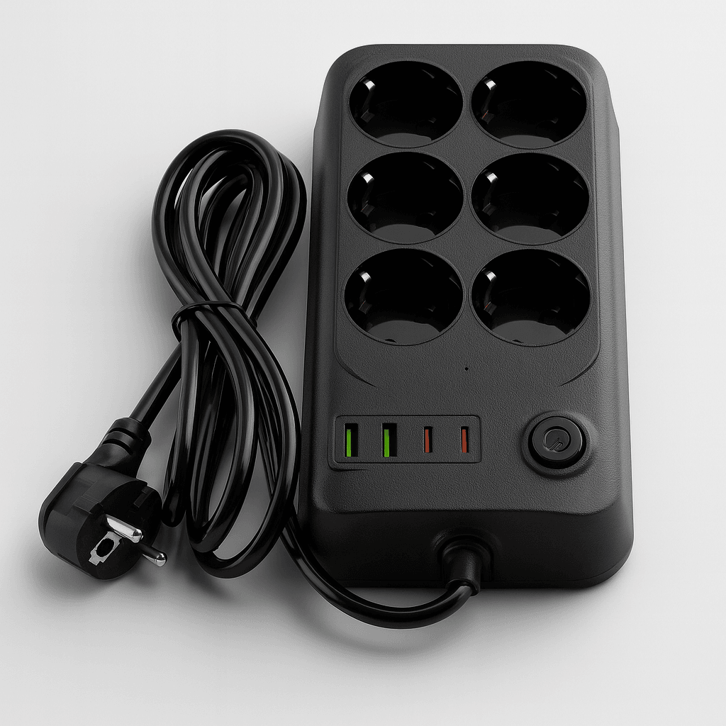 6 Prizli 4 USB Girişli Akım Korumalı Topraklı Golyat Grup Şarj Fiş Priz 2 Metre Uzatma Kablosu