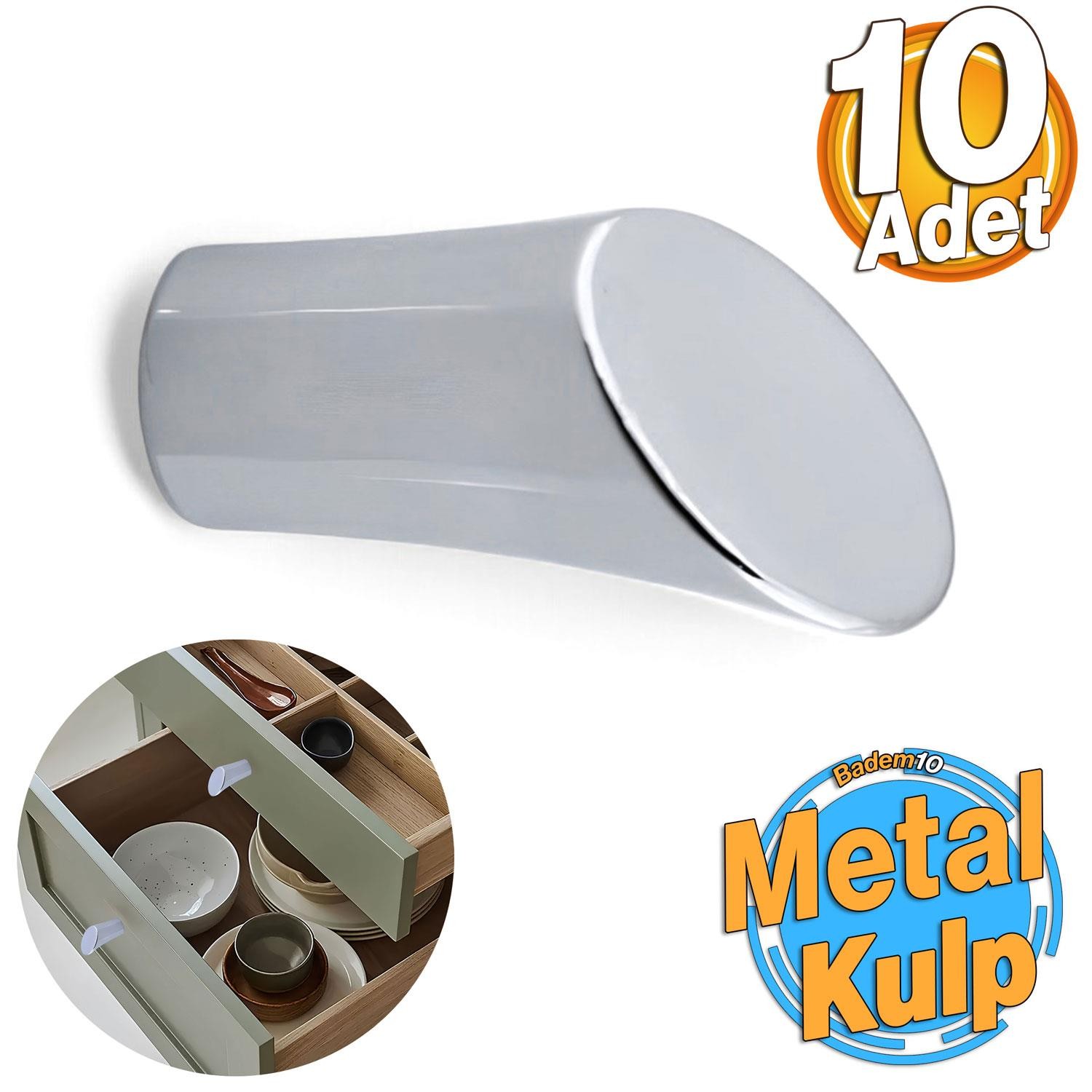 Yeniay Kulp Düğme Metal Krom Renk Çekmece Mutfak Mobilya Dolabı Dolap Kulpu Kulbu Kulpları Tek Vida