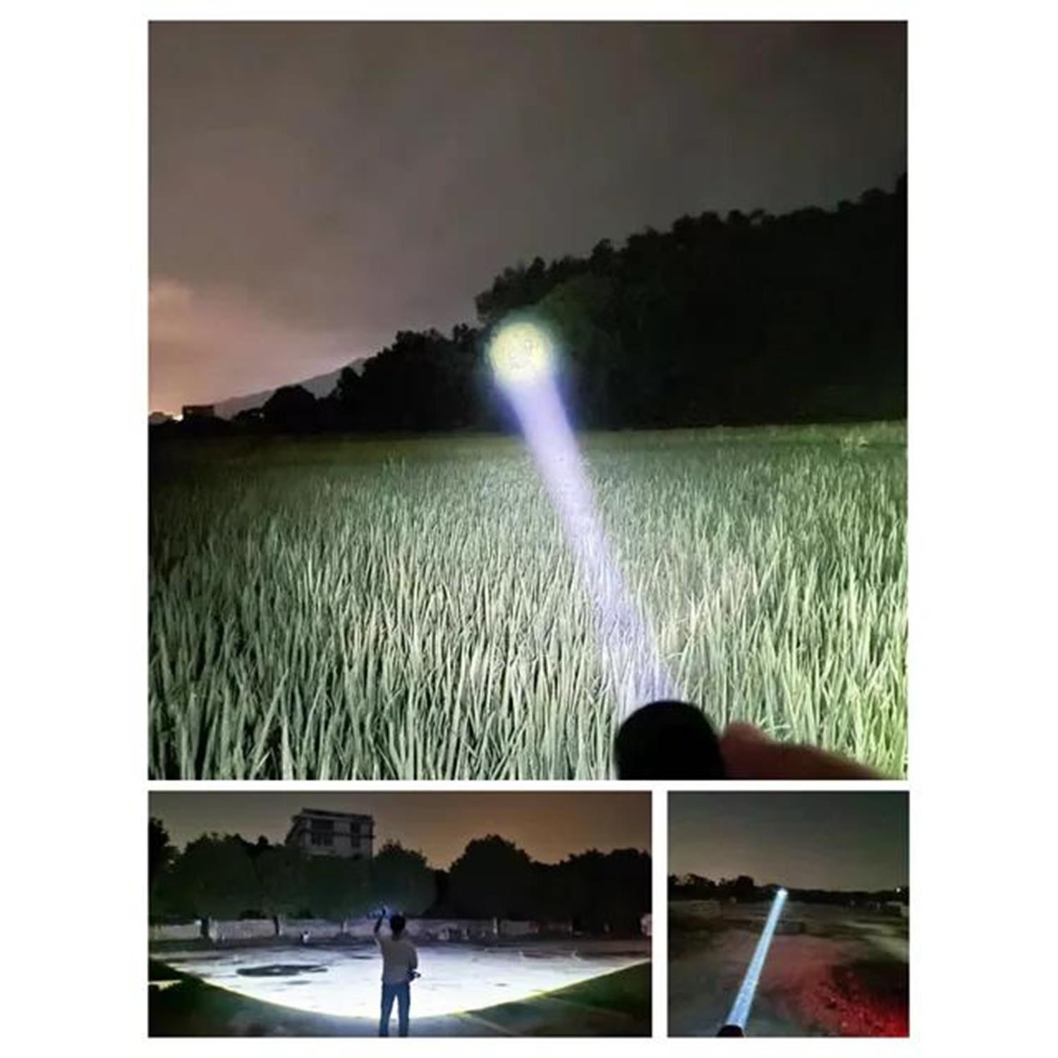 El Feneri Şarjlı P50 Led Işıldak Kamp Lambası Gece 800 metre Uzun Menzil Aydınlatma  Beyaz Işık