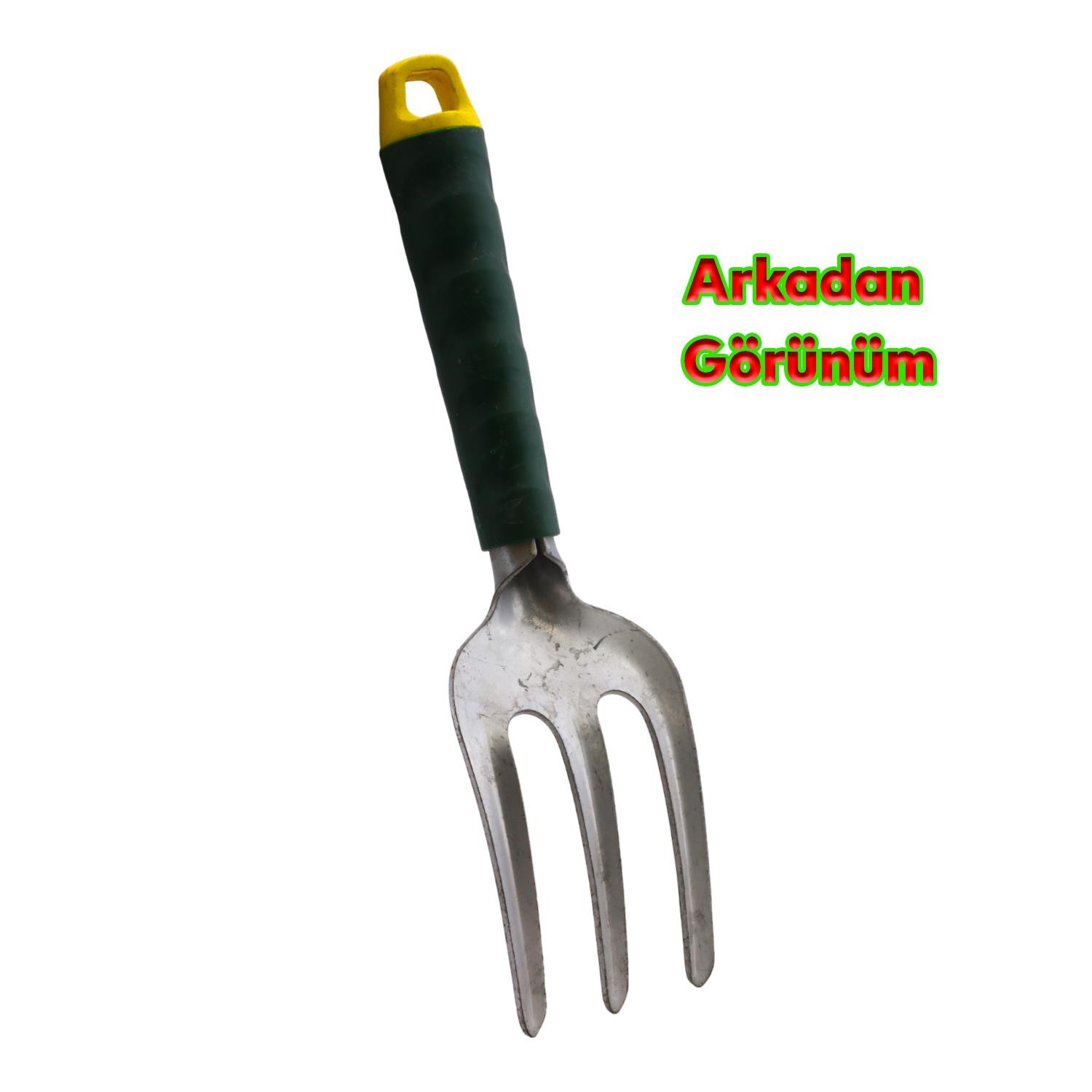 Metal Ot Sökme Aleti Çiçek Bitki Sökme Aparatı Toprak Belleme Hobi Aleti Küçük 29 cm 3'lü Çatal