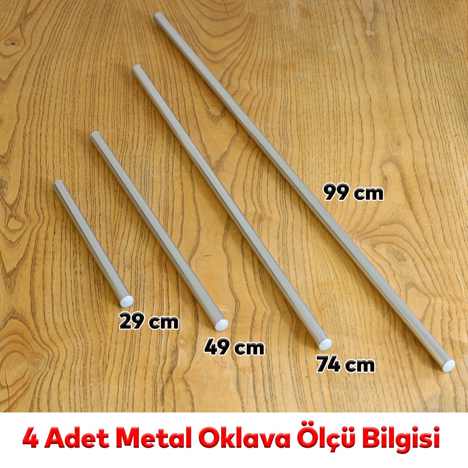 Alüminyum Metal Oklava 4'lü Set Börek Hamur Yufka Açma Silindir Yuvarlak Uzun Kısa Mutfak Araç