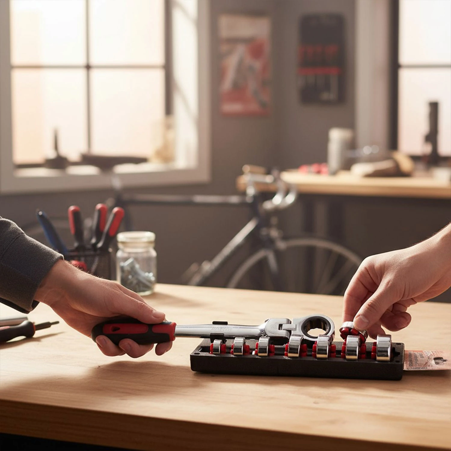 Profesyonel 13 Parça Değişebilir Kafalı Kombine Anahtar Takımı Çok Amaçlı Dayanıklı El Aleti Seti