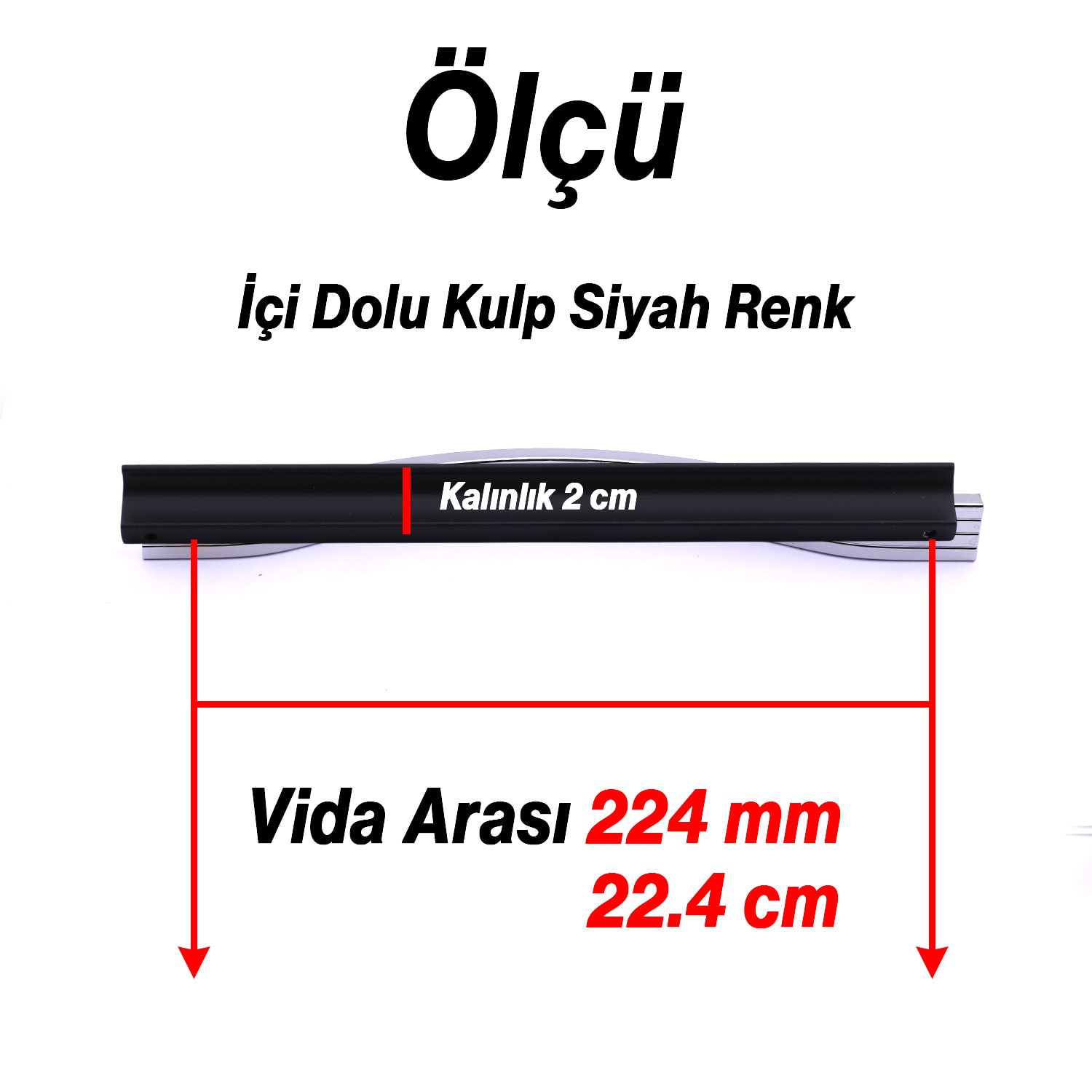 Foça Kulp Siyah Çizgili 224 mm 24 cm Metal Mobilya Çekmece Dolap Kapak Kulpu Modern Mutfak Kulpları