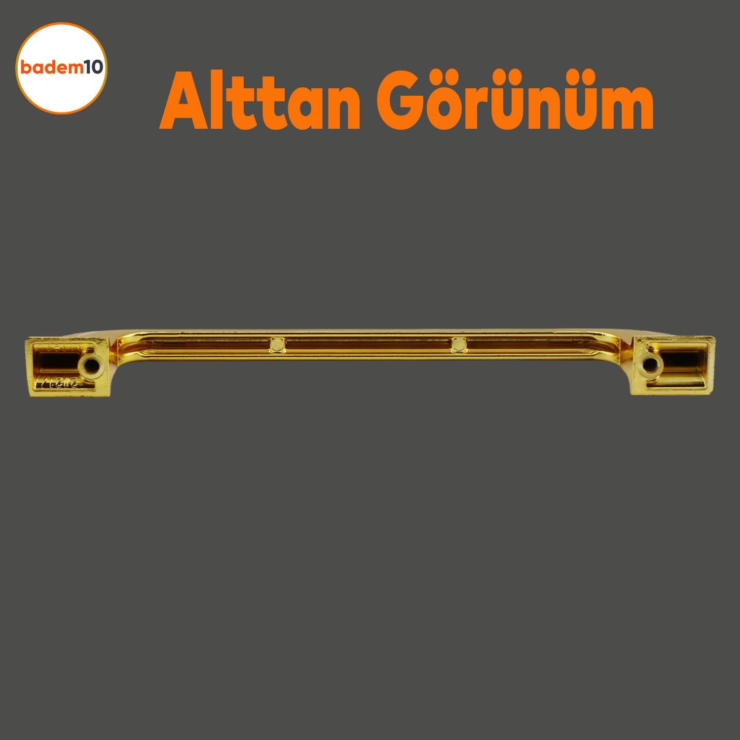 10 Adet Alperen Düz Mobilya Mutfak Dolabı Çekmece Dolap Kulpu Metal Kulp Kulbu 128 MM-12.8 CM Altın