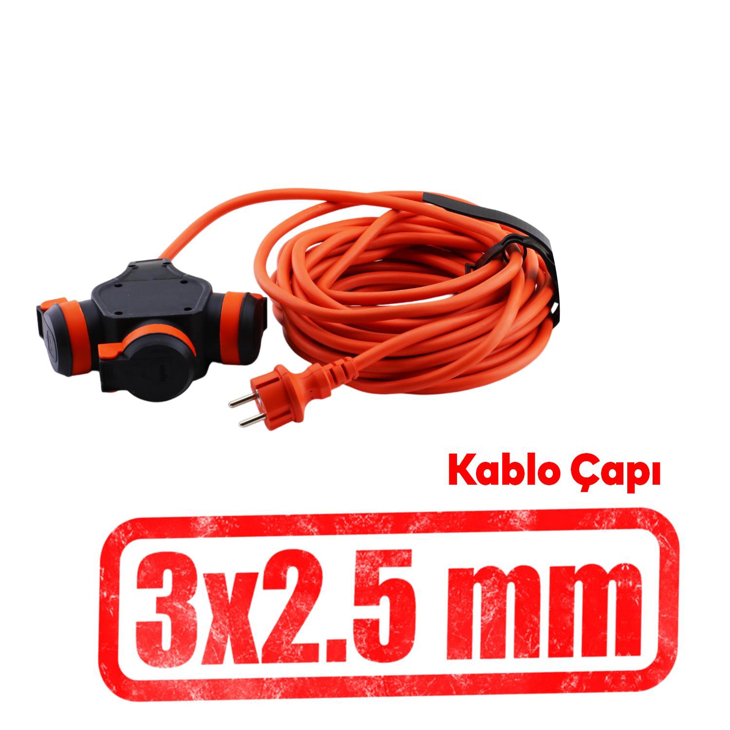 Bylion 3WHS-10325- F Monofaze Çoğaltıcı Seyyar Topraklı 3'lü Grup Priz Fiş 10 Metre Çoklu CCA Uzatma Kablosu 3x2.5 mm