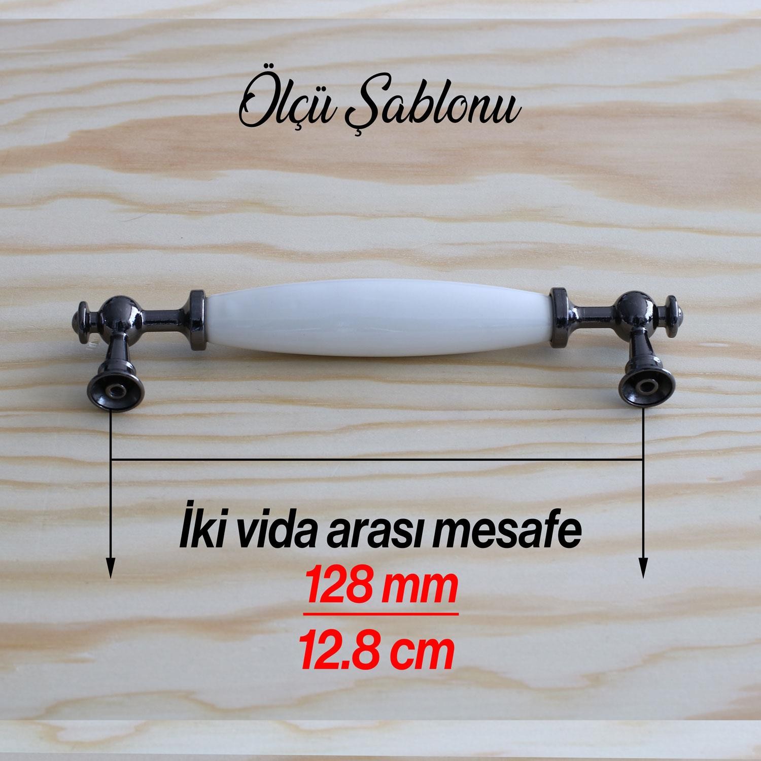 Gerçek Porselen Füme Beyaz 128 Mm Kulp Mobilya Çekmece Mutfak Kulpları Kulbu Dolabı Dolap Kulpu