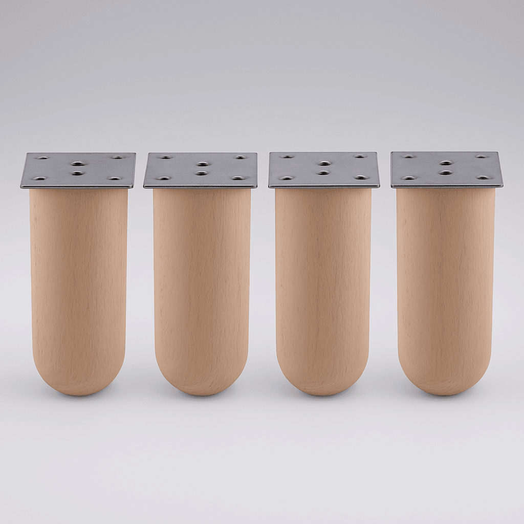 Bohem 4 ADET Doğal Ahşap 15 cm Silindir Ayak Set Mobilya Koltuk Kanepe Sehpa Masa Ayağı Ayakları