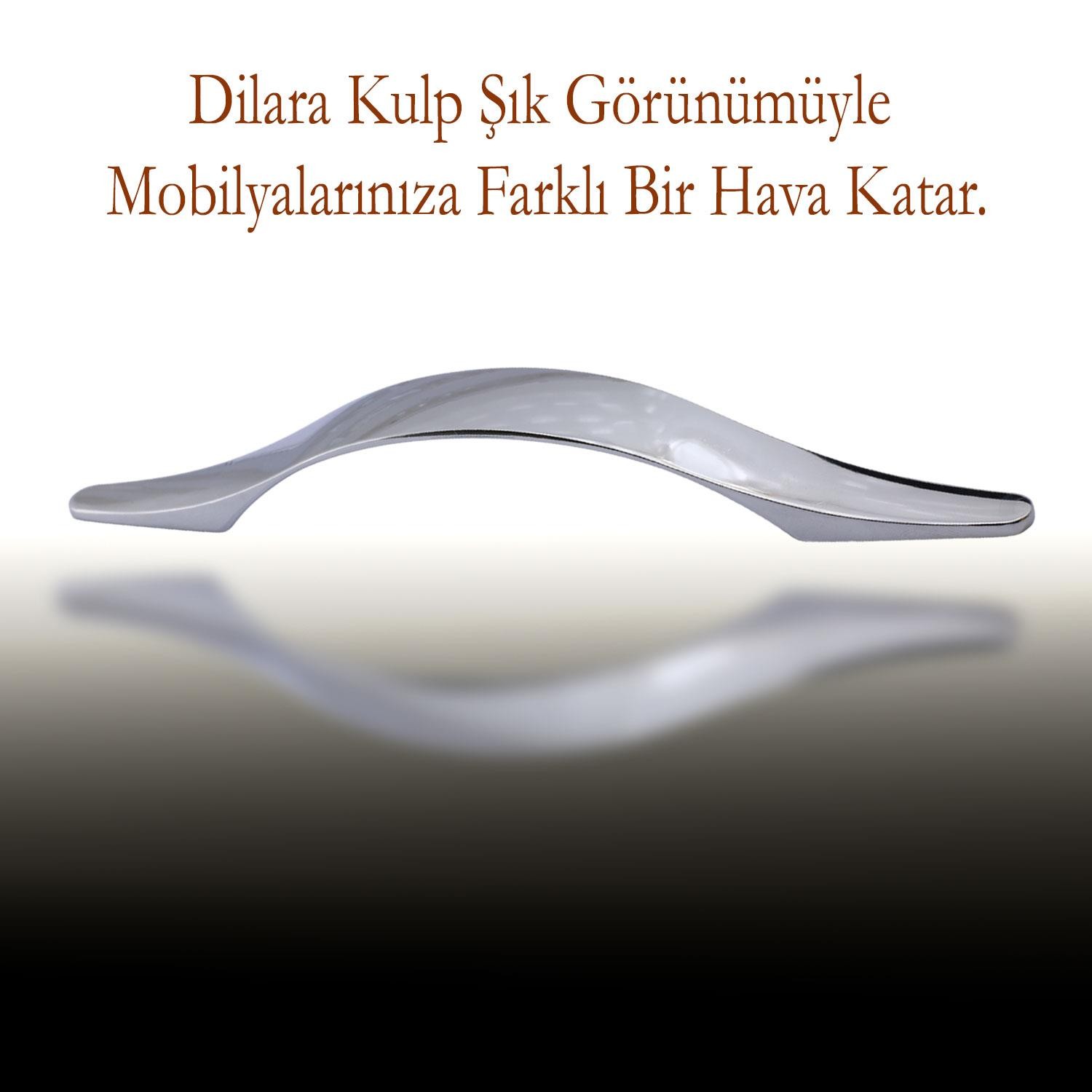 Dilara (128 MM-12.8 CM) Düz Mobilya Mutfak Dolabı Çekmece Dolap Kulpu Kulbu Krom Metal Kulpları