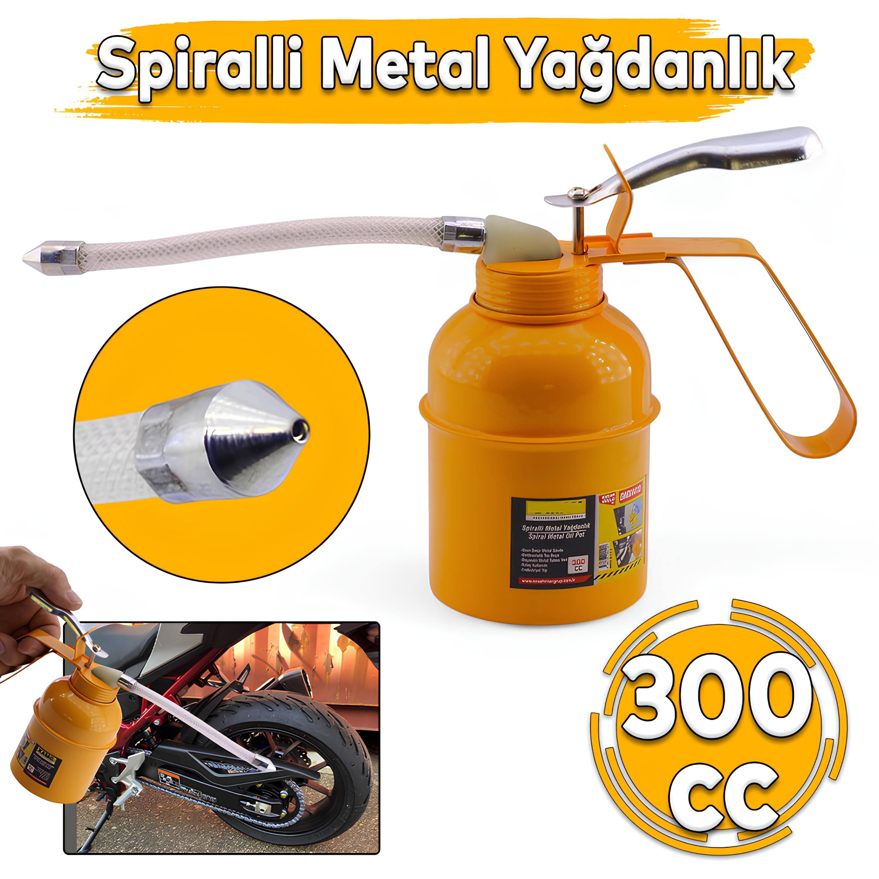 300 ml Spiralli Metal Gövdeli Yağdanlık Uçlu Yağ Pompası Araba Makine Atölye Yağdanlığı