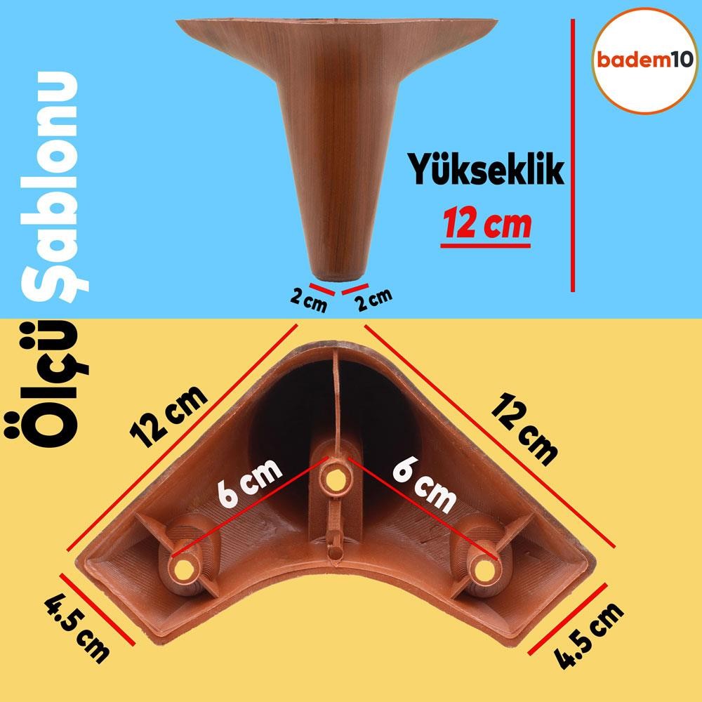 Aspen 6'lı Set Mobilya Tv Ünitesi Çekyat Koltuk Kanepe Baza Destek Ayağı Ayakları 12 Cm Kahverengi