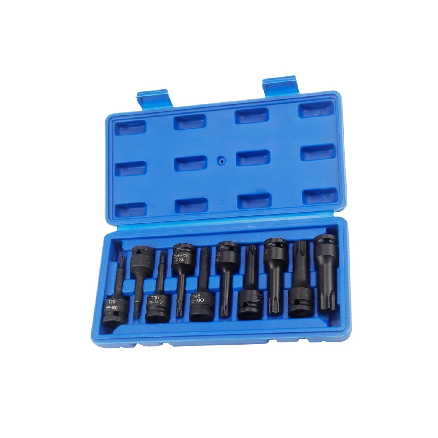 1/2" Torx Bits Lokma Seti 9 Parça T20 T25 T30 T40 T45 T50 T55 T60 T70 CR-MO Uzunluk:78 mm Tork