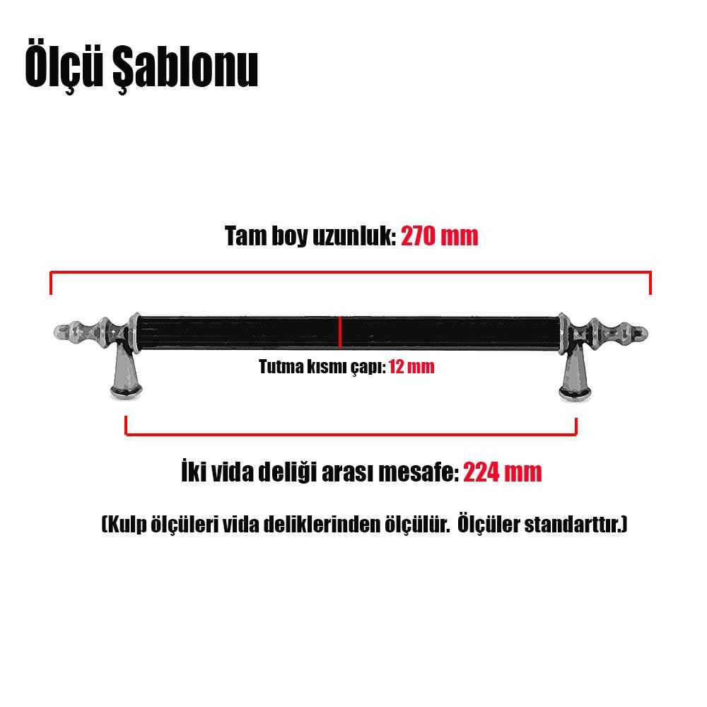 Ovacık Mobilya Mutfak Çekmece Dolap Dolabı Kulpu Kulbu Siyah Metal Kulp (224 MM-22.4 CM) (4 ADET)