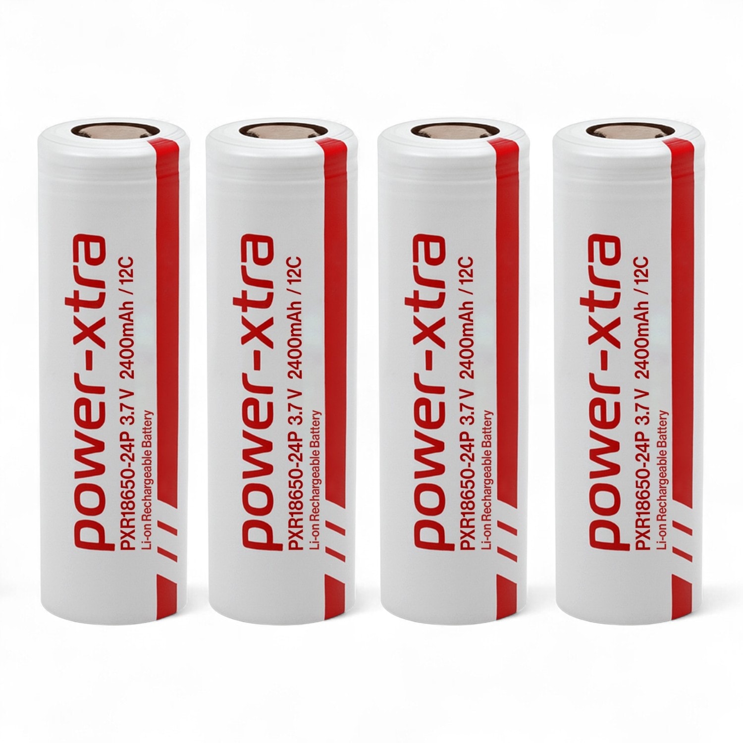 4 Adet PX18650 Kırmızı Gri Şarjlı Batarya Pil 3.6V 2400mAh Li-Ion Uzun Ömürlü Şarj Edilir