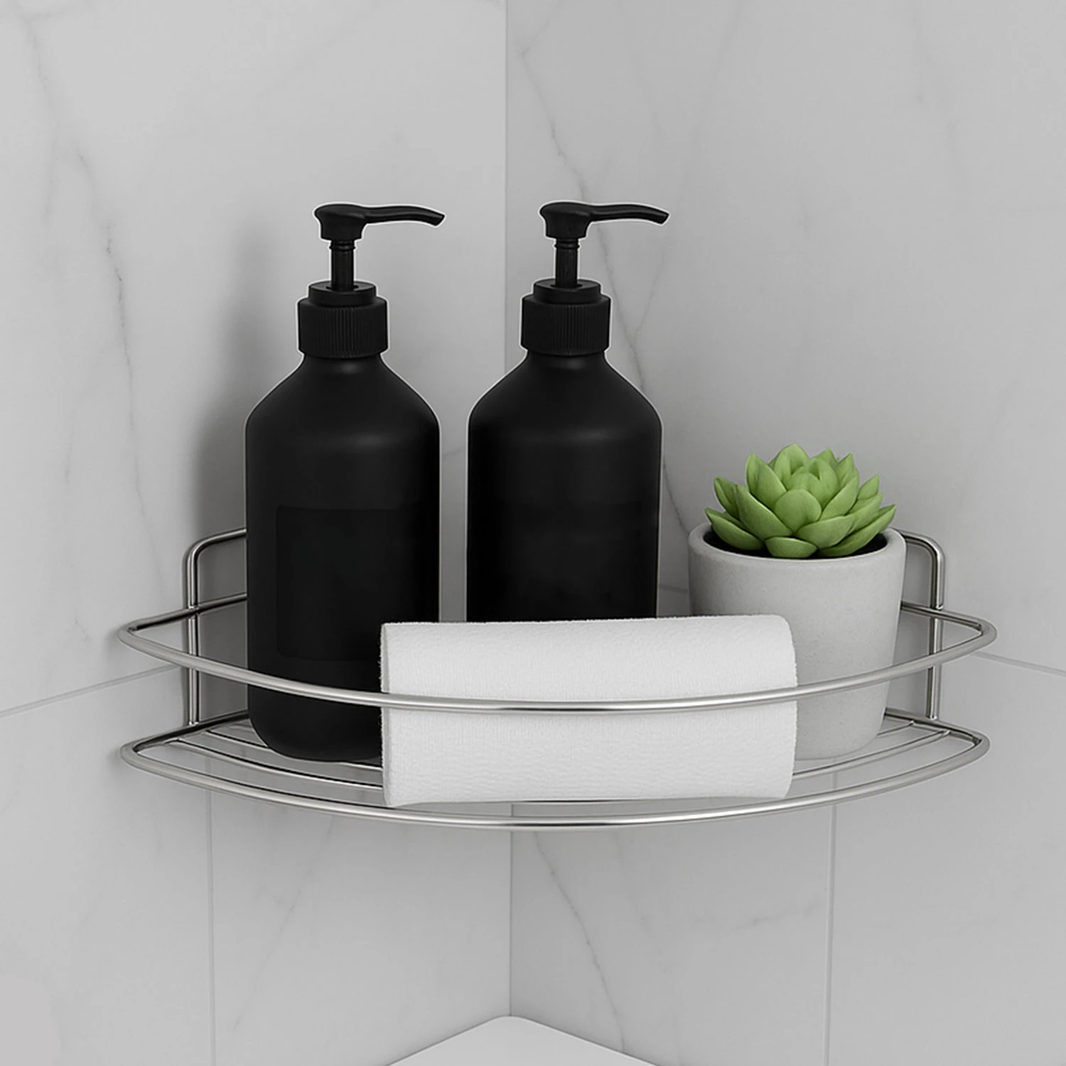 Krom Tek Katlı Duş Şampuanlığı Paslanmaz Çelik Banyo Köşe Rafı Vidalı Sağlam ve Şık Tasarım