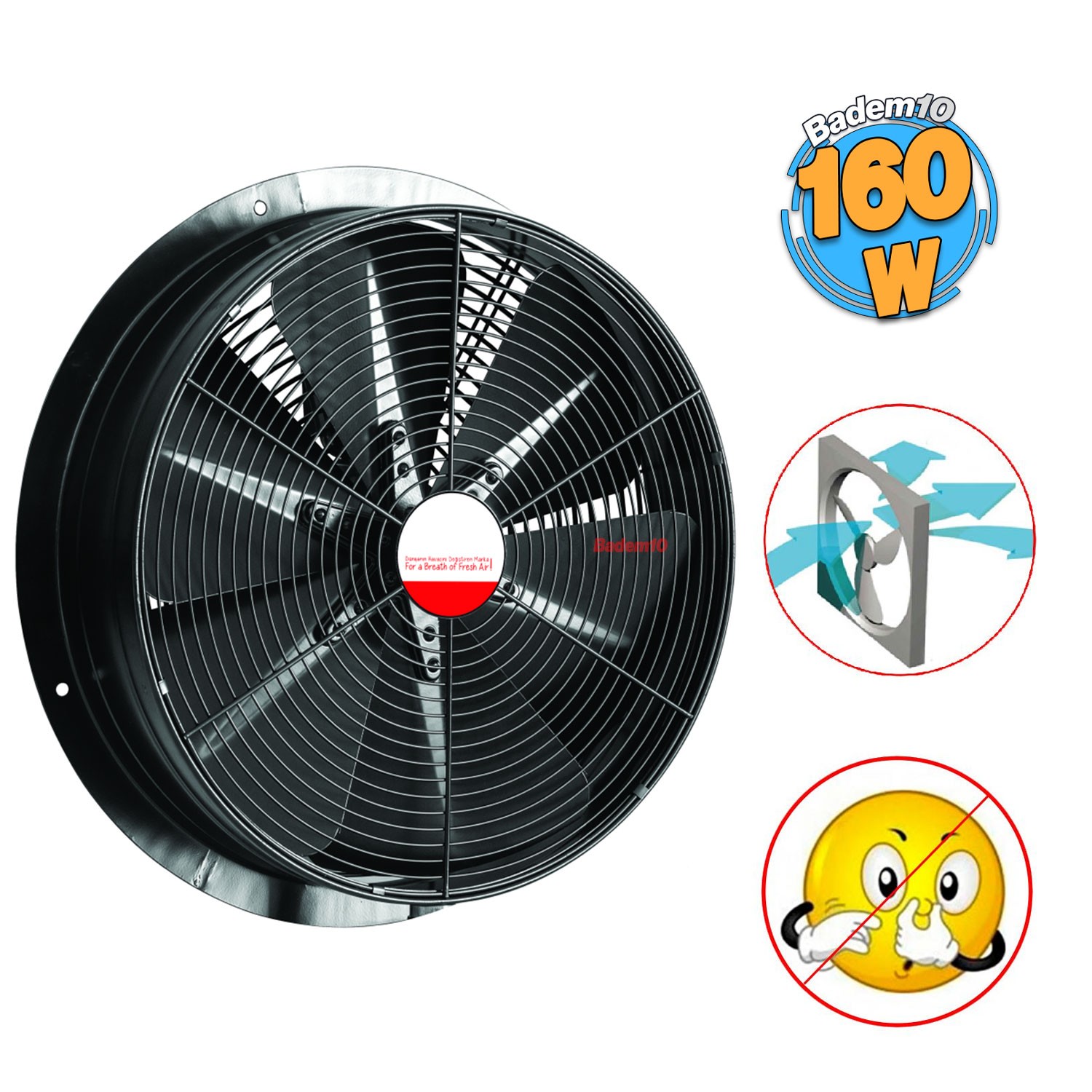 Havalandırma Aspiratörü Fanı 160 W Kirli Hava Kötü Koku Tahliye Metal Fan Vantilatör 350 mm