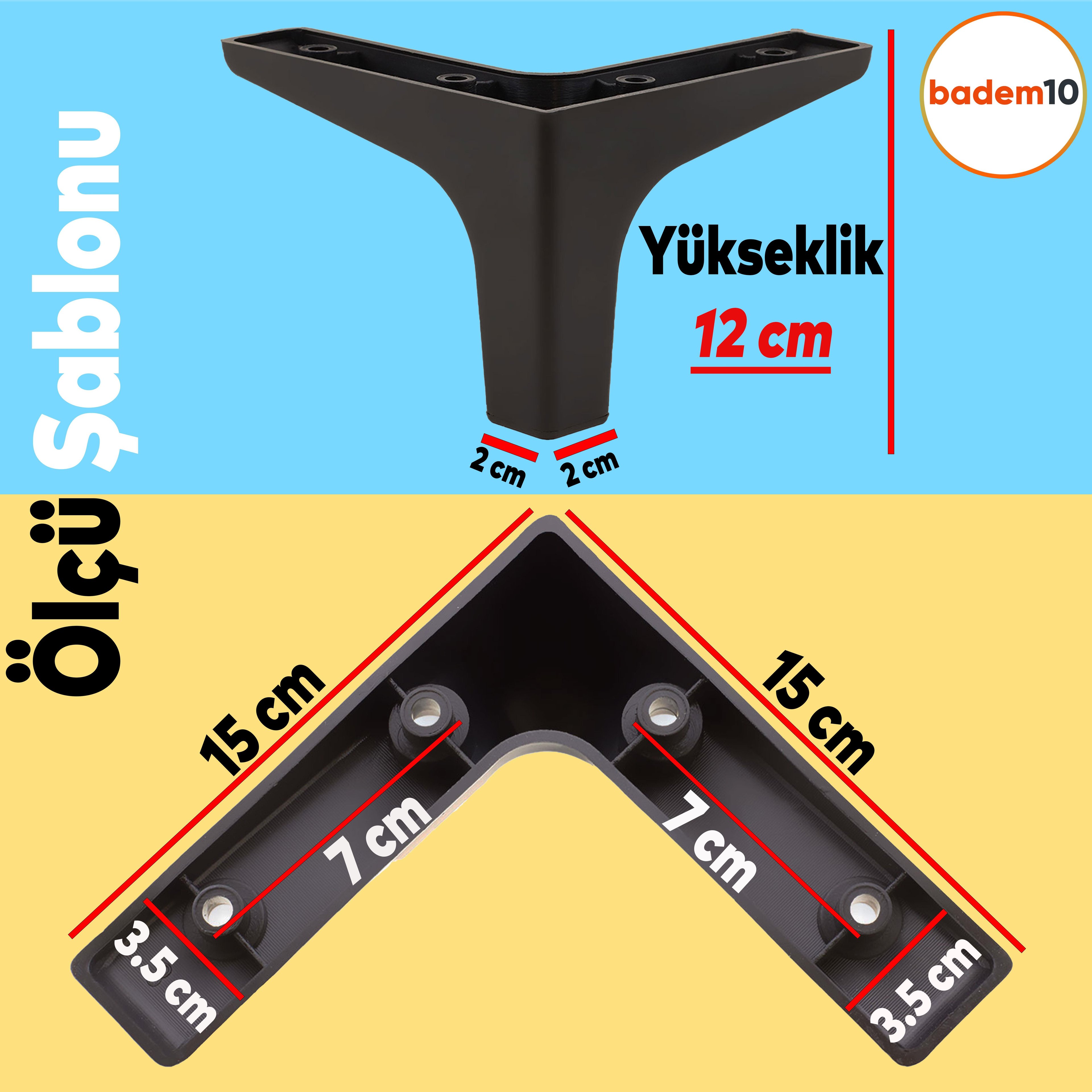 Sedef Lüks Mobilya Kanepe Sehpa Tv Ünitesi Koltuk Ayağı 12 Cm Siyah Baza Ayakları