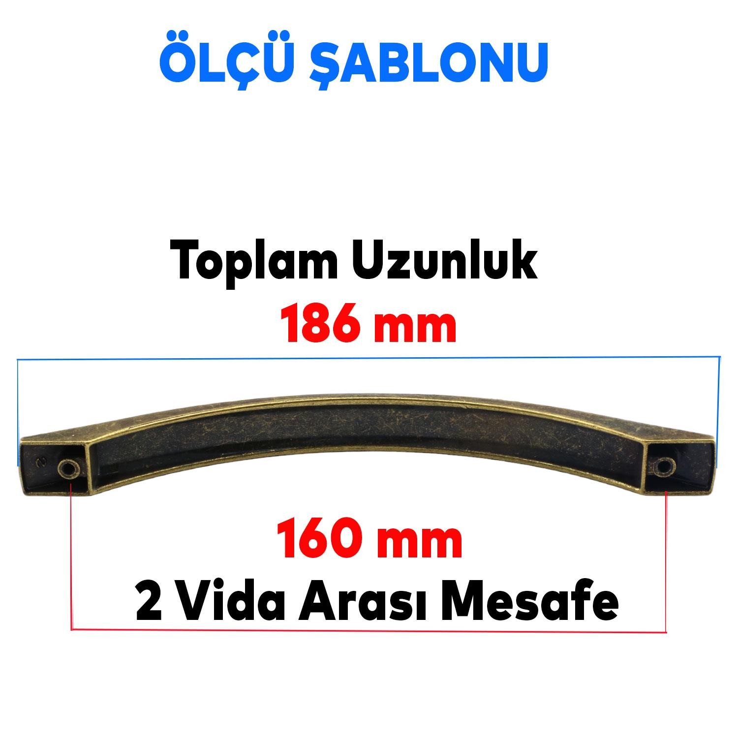 Berilay (160 mm - 16 cm) Eskitme Antik Sarı Metal Mobilya Mutfak Çekmece Dolap Kulpu Kulbu Kulpları