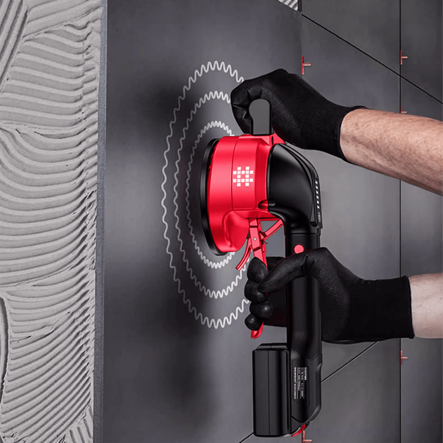 123 Mm Dijital Şarjlı Fayans Vibratörü Vibratoru Makine Aracı Cihaz Lithium Titreşim Döşeme Seramik