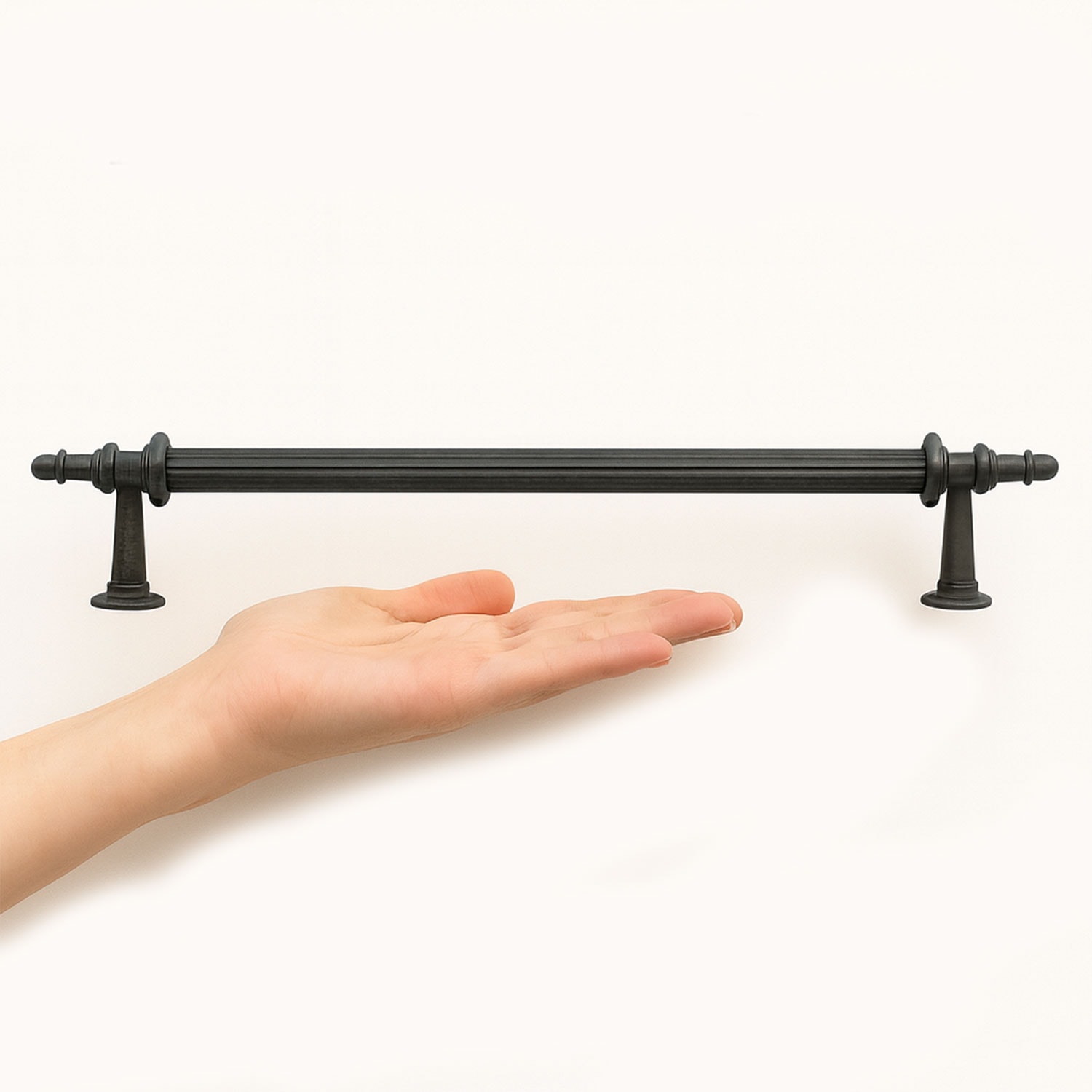 Ovacık Çizgili Mat Siyah 320 mm Metal Çekmece Dolap Kulpu Modern Tasarım Şık Mobilya Aksesuarı