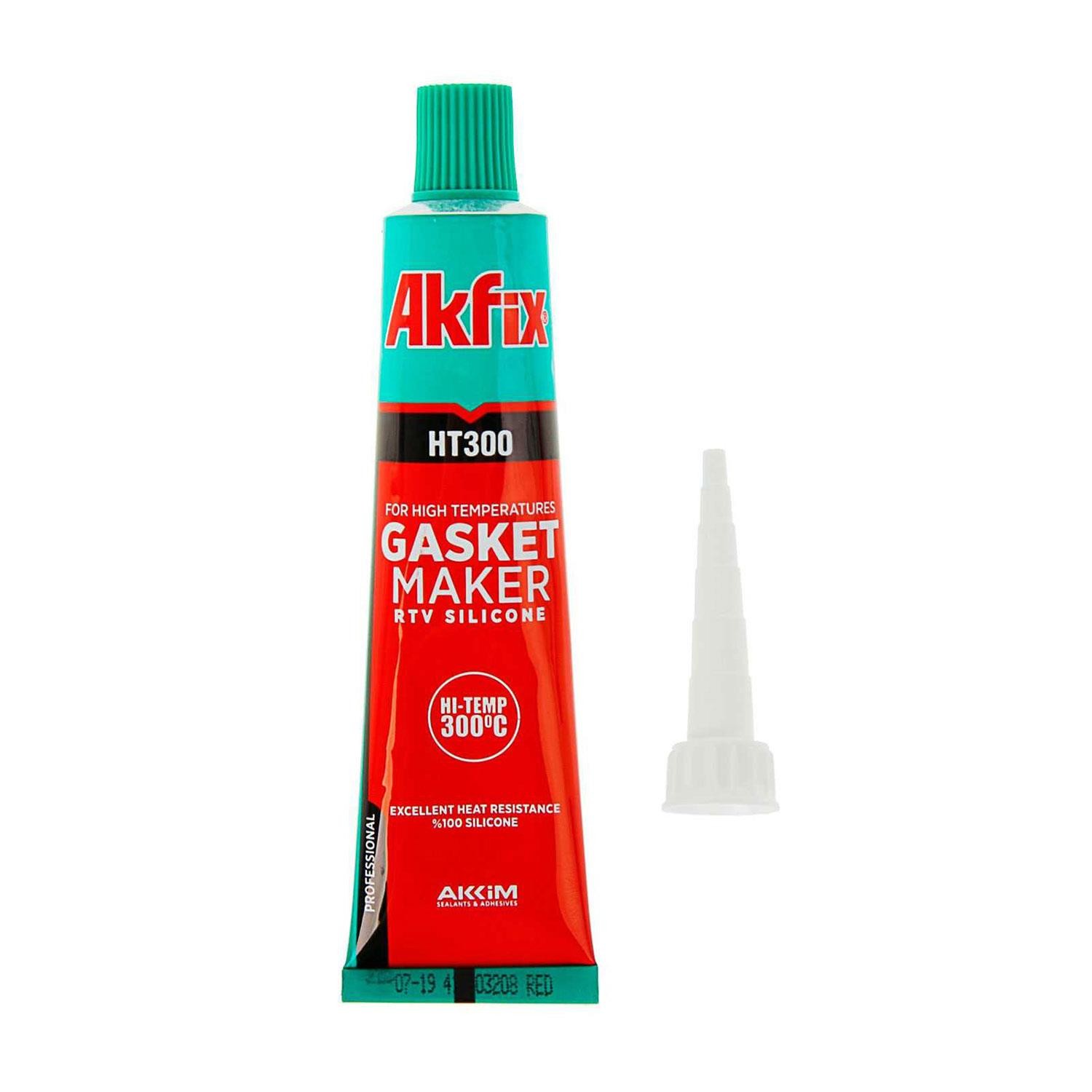 Akfix HT 300 Silikon Yüksek Isıya Dayanıklı Tüp Silikon Conta Kırmızı 300°C 50 Ml