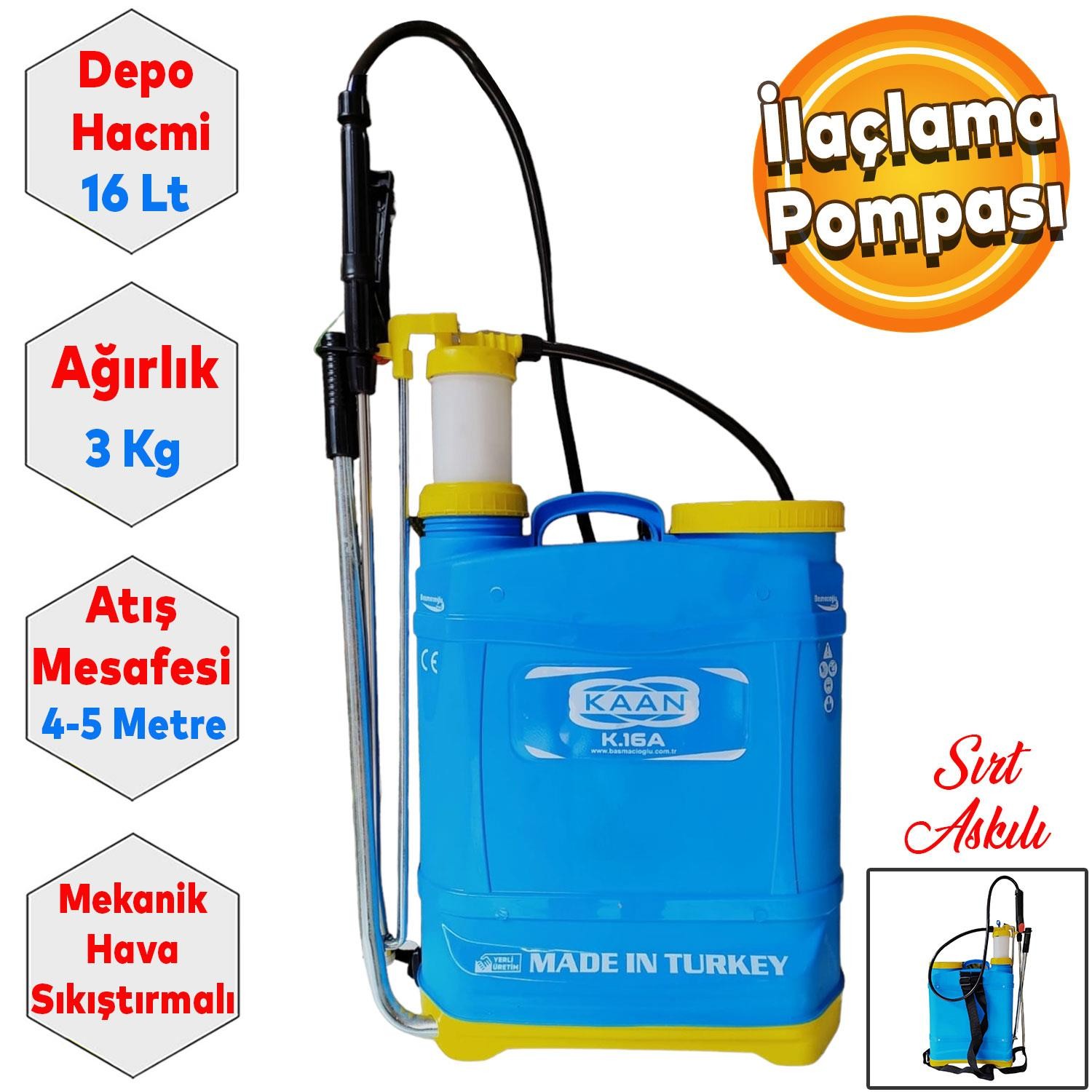 Kaan K16A Ilaçlama Pompası Kollu 16 Lt Mekanik Pompa