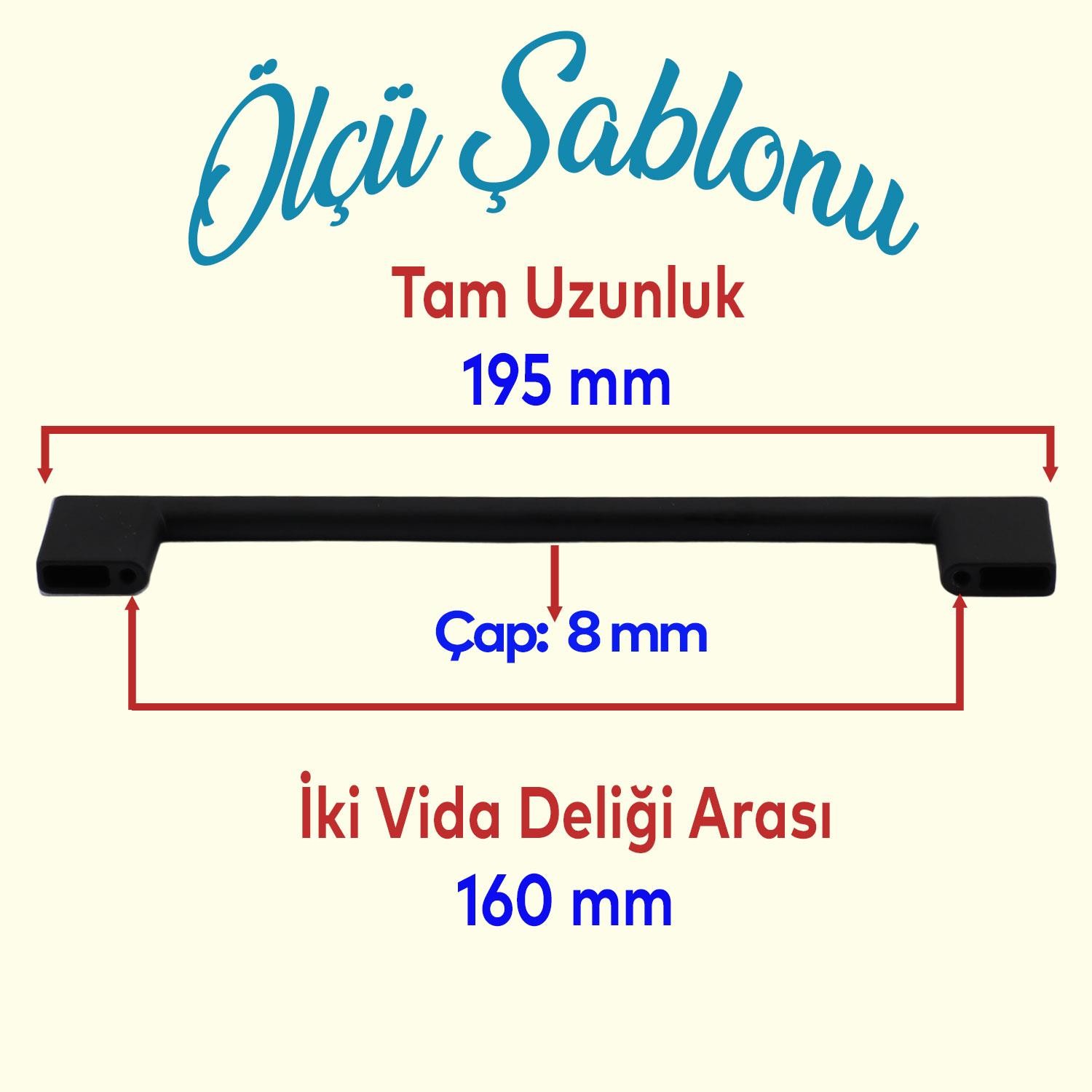 Yeni Lama Düz Mobilya Mutfak Dolabı Çekmece Dolap Kapak Kulpu Kulpları Kulbu Siyah Metal Kulp 160 Mm