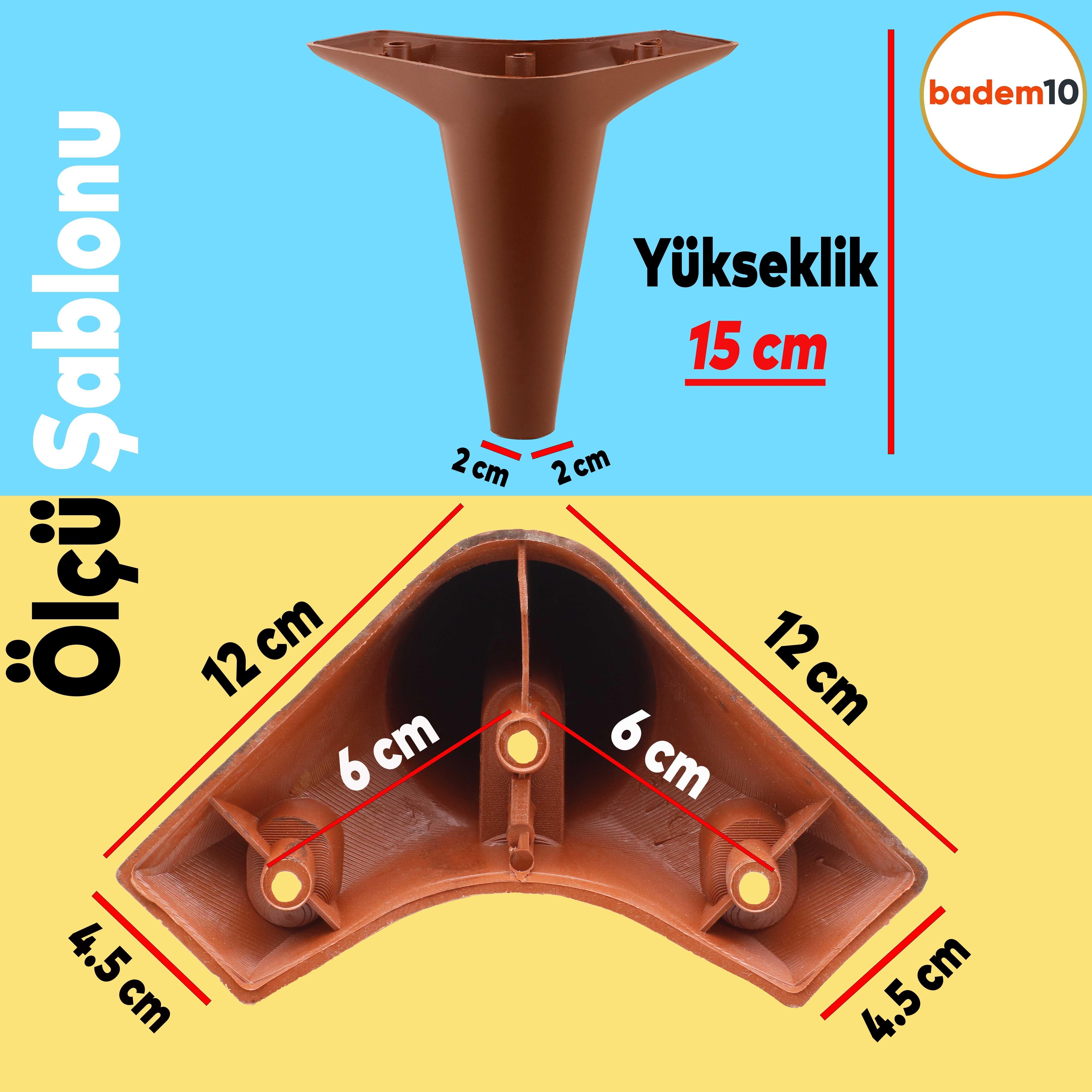 Aspen 6'lı Set Mobilya Tv Ünitesi Çekyat Koltuk Kanepe Baza Destek Ayağı Ayakları 15 Cm Kahverengi