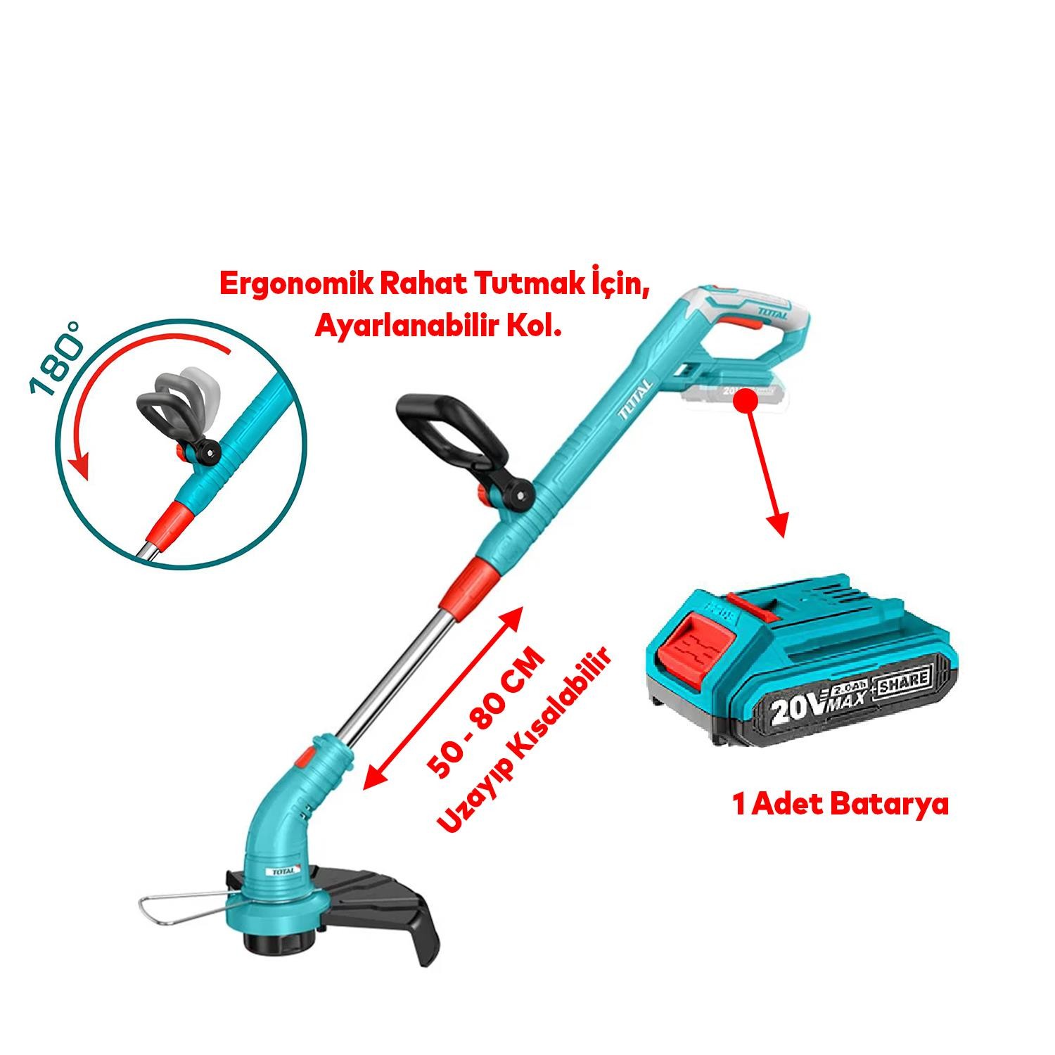 Elektrikli Şarjlı Yan Tırpan Kenar Kesme Çim Ot Biçme Li-on Tek Batarya Akülü Ayarlanabilir Başlık