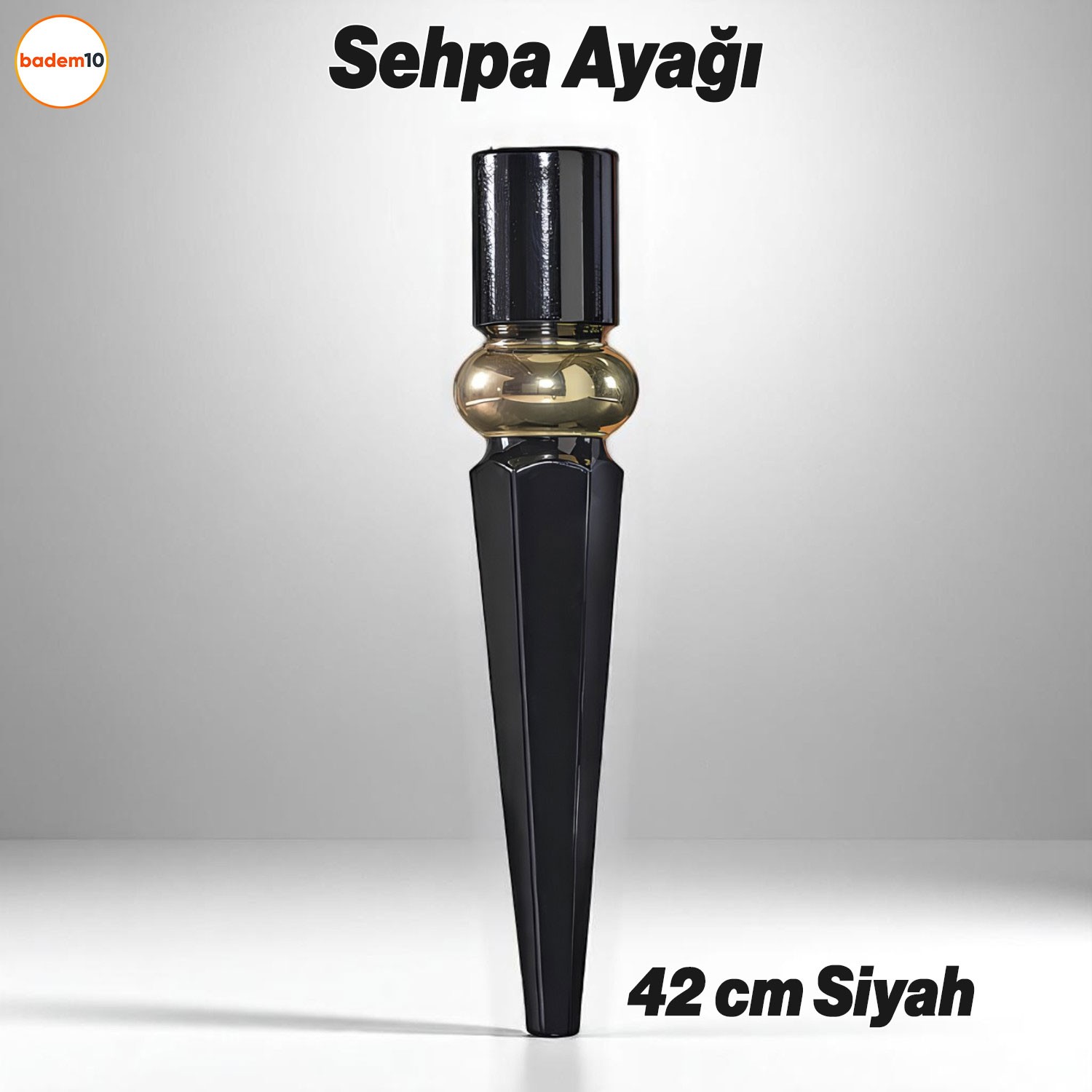 Elips Sehpa Ayağı 42 cm Plastik Siyah Altın Masa Ayak Mutfak Sehpası Yemek Masası Mobilya Ayakları