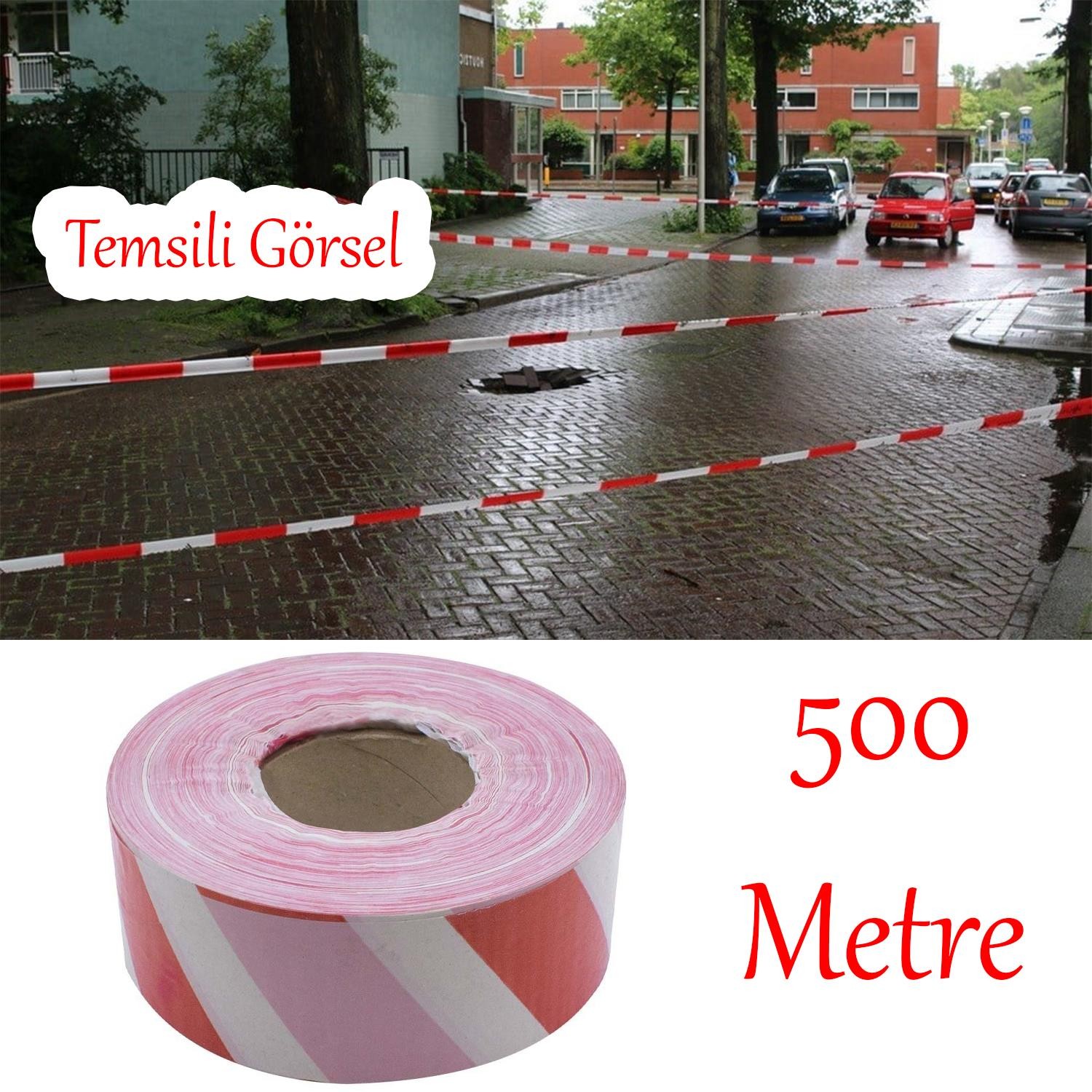 Emniyet Şeridi İkaz Uyarı Uyarıcı Bandı 500 Metre Bant En 6 cm İnşaat Kaza Olay Yeri Otopark Konut