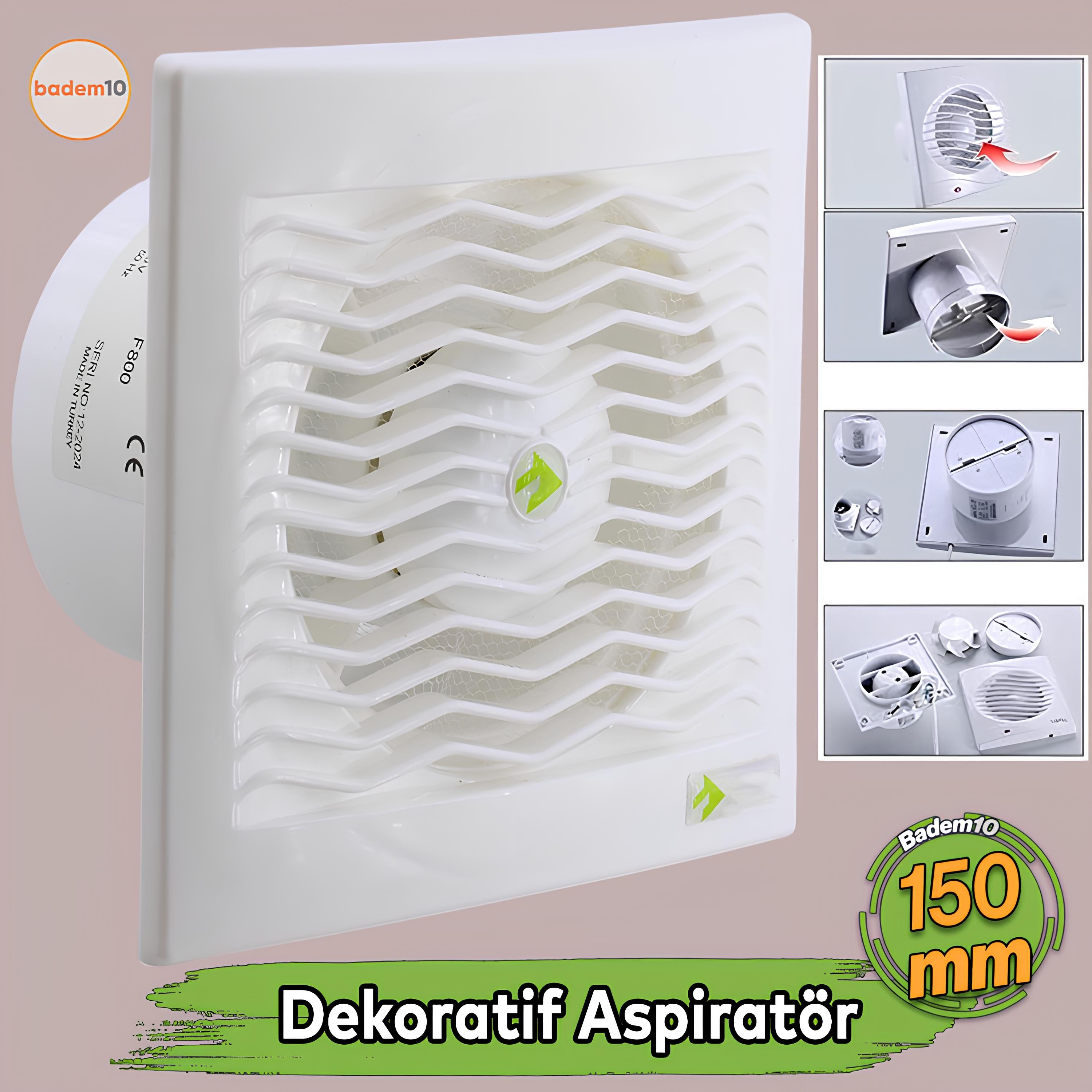 Elektrikli Fan Kirli Hava Kötü Koku Egzoz Aspiratörü Fanı 150 mm Wc Mutfak Büro Banyo Havalandırma
