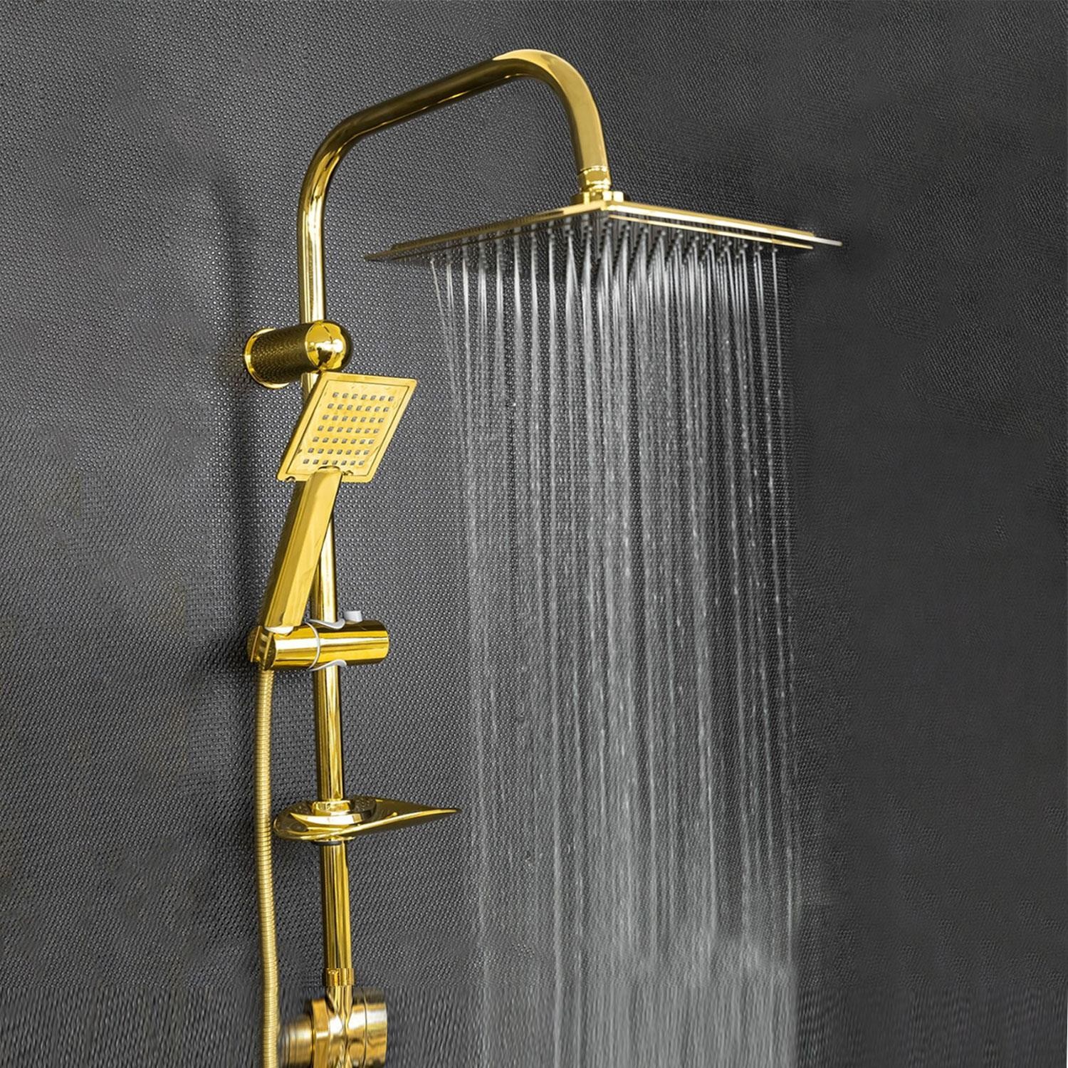 Robot Tepe Duş Seti Takımı Shower Yağmurlama Kare Banyo Masaj Duş Başlığı Sistemi Gold
