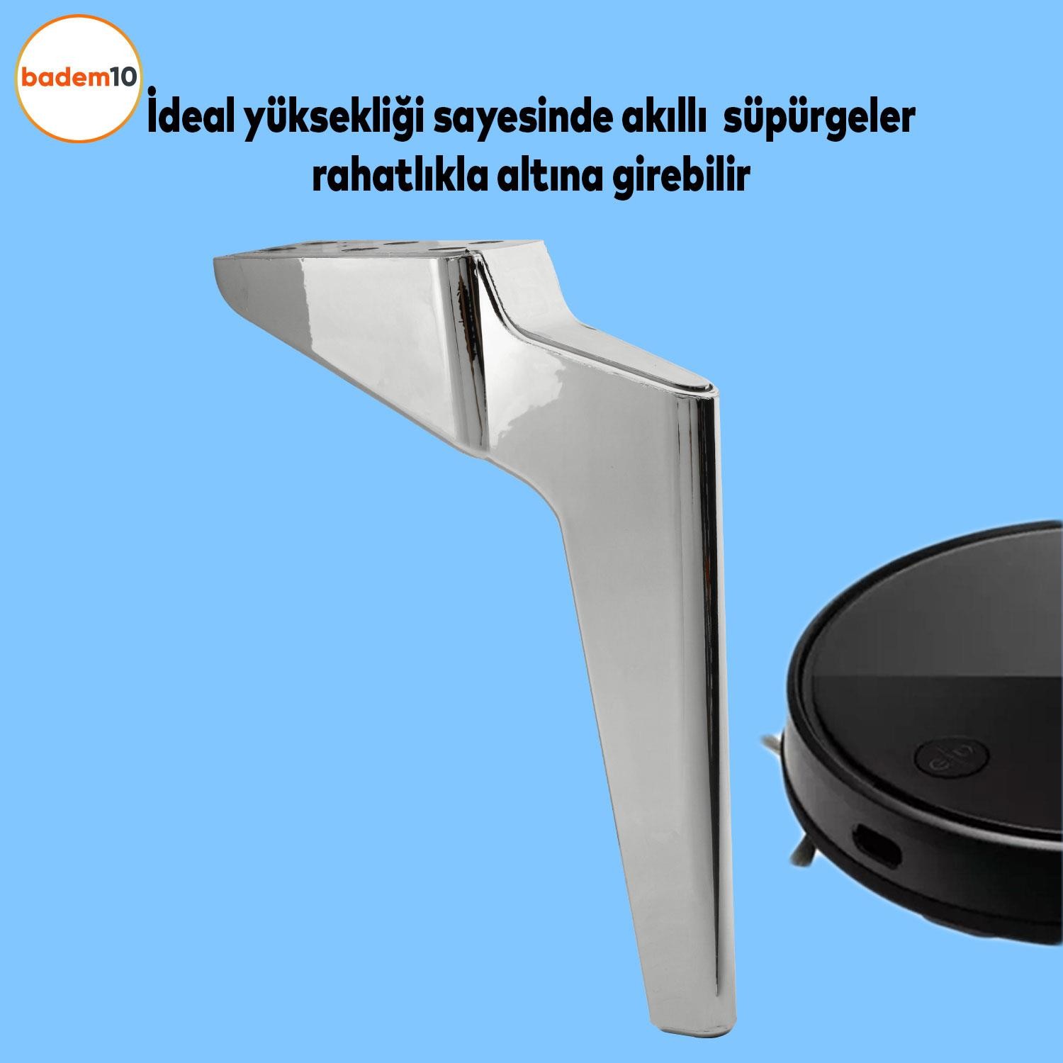 Logan Lüks Mobilya Kanepe Tv Ünitesi Koltuk Ayağı 23 Cm Krom Konsol Ayakları