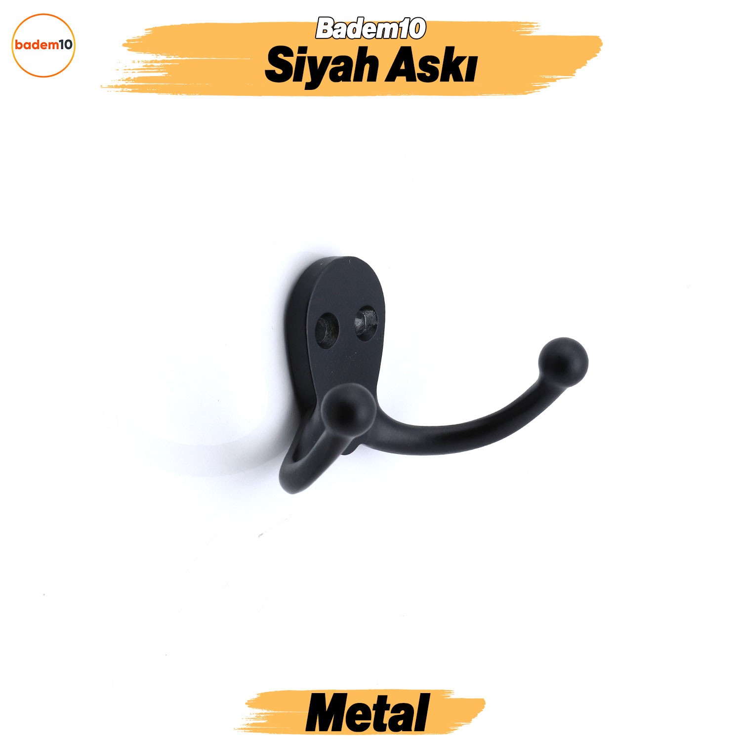 Kanca 5 Adet Askı Siyah Dolap Askılık Askılığı Duvar Vestiyer Banyo Mutfak Elbise Kıyafet Askısı