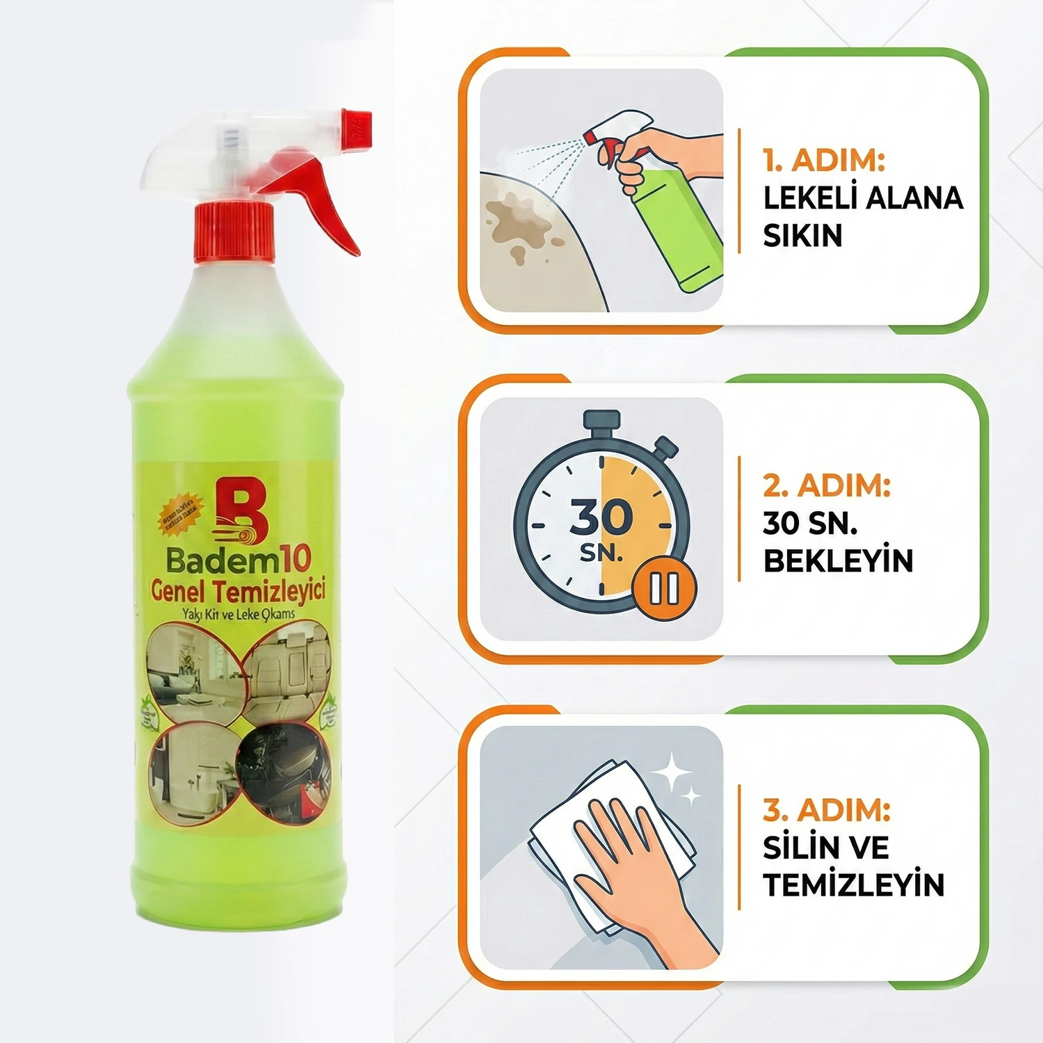 Genel Temizleyici Yağ Kir ve Leke Çıkarıcı 1000 ml Oto Mutfak Ev Kullanımında Üstün Leke Çıkarıcı