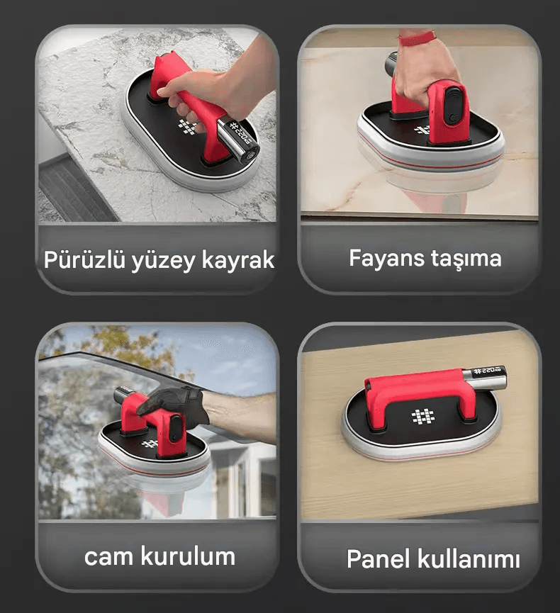 220 Kg Yüksek Güçlü Emiş Dijital Göstergeli Vakumlu Vantuz Cam Seramik Mermer Ağır Yük Taşıma Vakum
