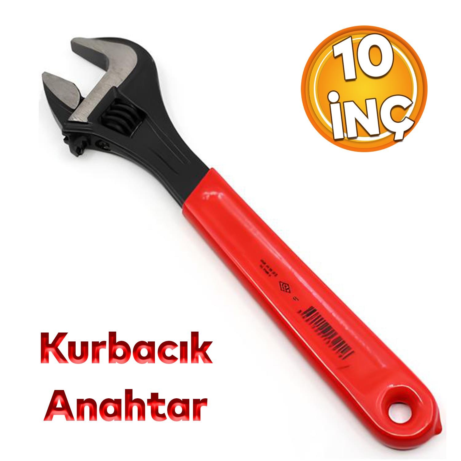 Kurbacık Kurbağacık İngiliz Anahtarı 10 İnç 25 cm Çok Amaçlı Pense Sıkma Sökme El Aleti 2.5 cm Ağız