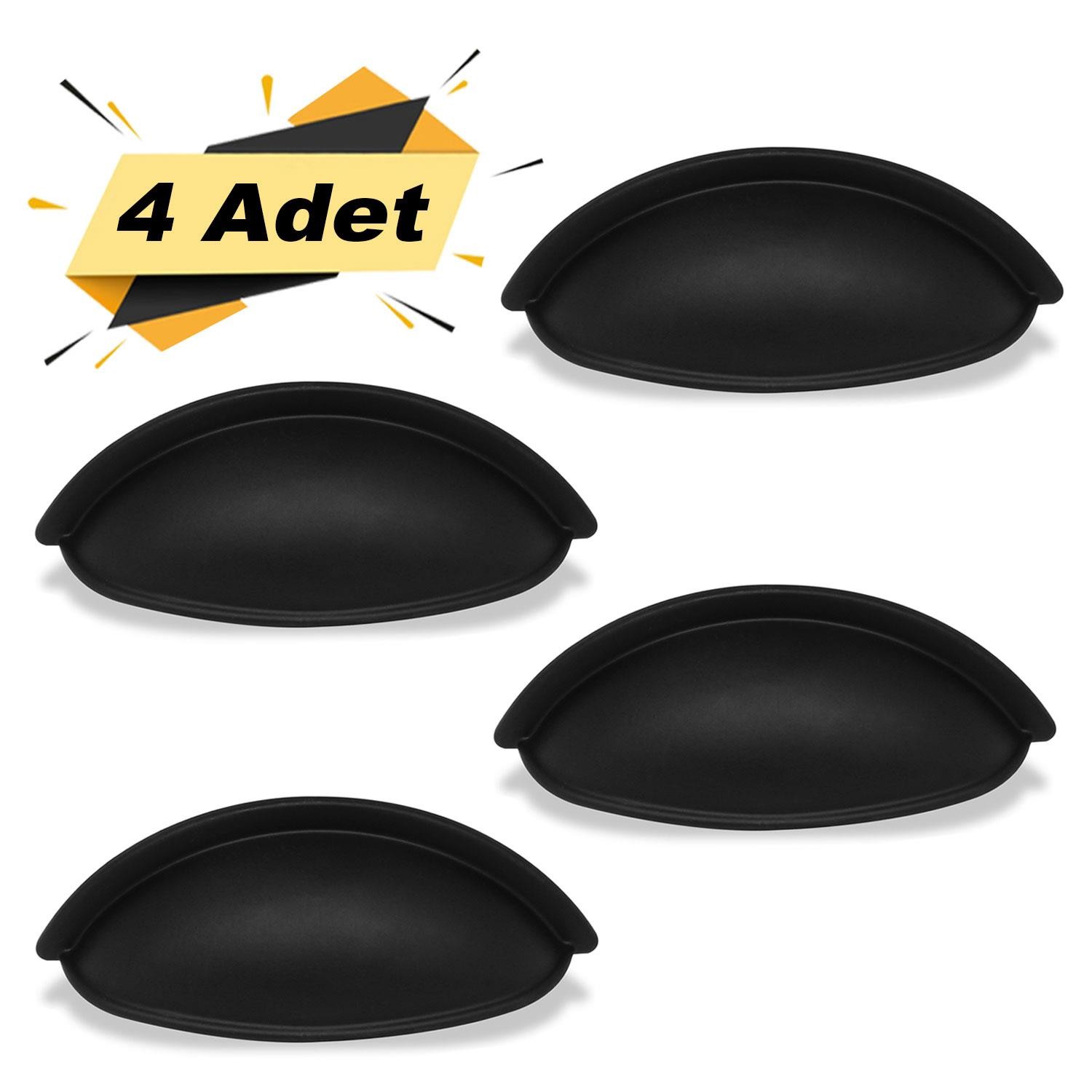 Midye Çekmece Dolap Dolabı Kulpu Kulbu 64 Mm Siyah Rustik Metal Kulpları (4 ADET) Mobilya Mutfak