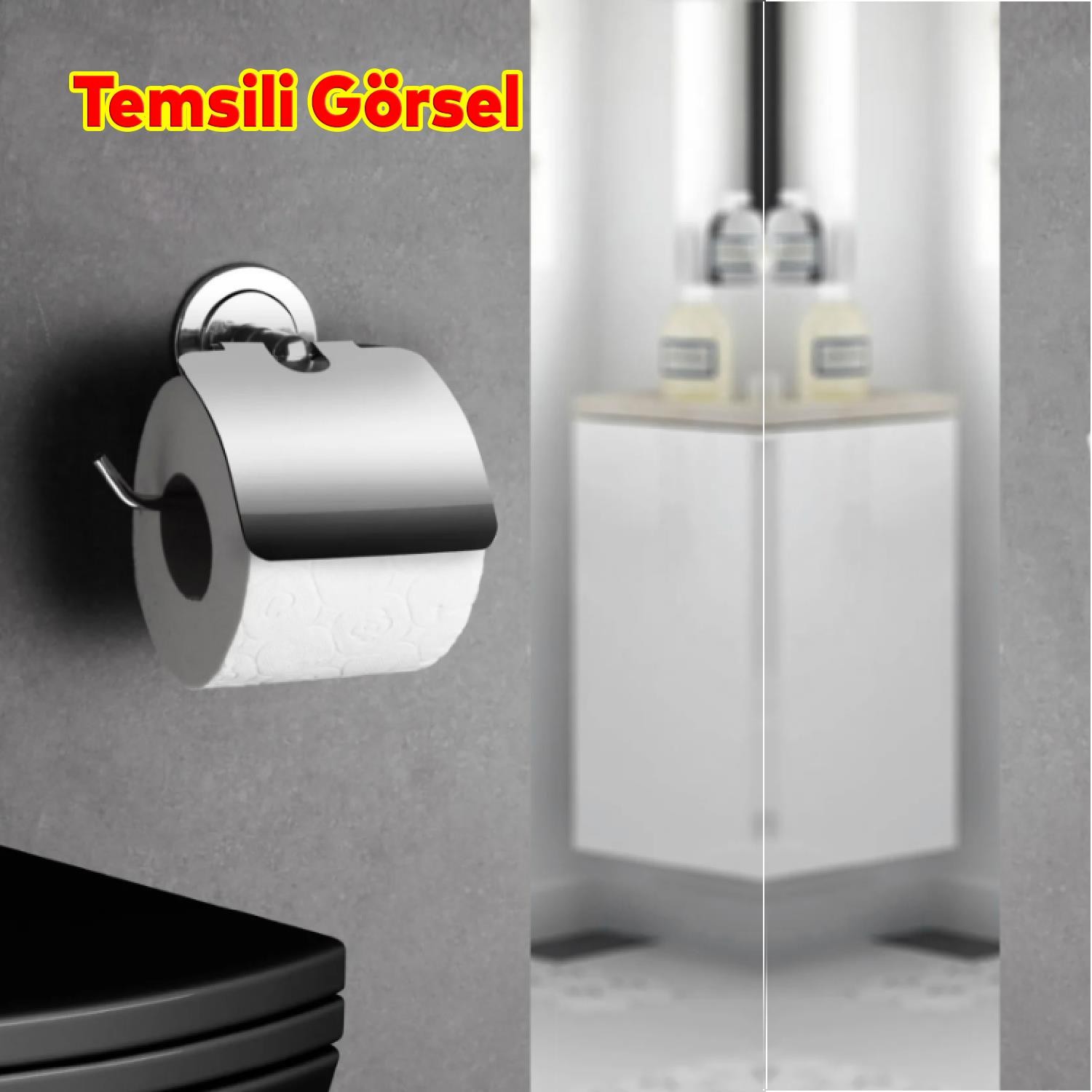 WC Kağıt Standı Tuvalet Kağıtlık Aparat Kapaklı Paslanmaz Metal Sağlam Kaliteli Krom