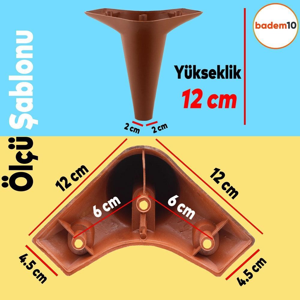Aspen Lüks Mobilya Kanepe Koltuk Tv Ünitesi Baza Yükseltici Ayağı Ayakları 12 Cm Kahverengi Ayak