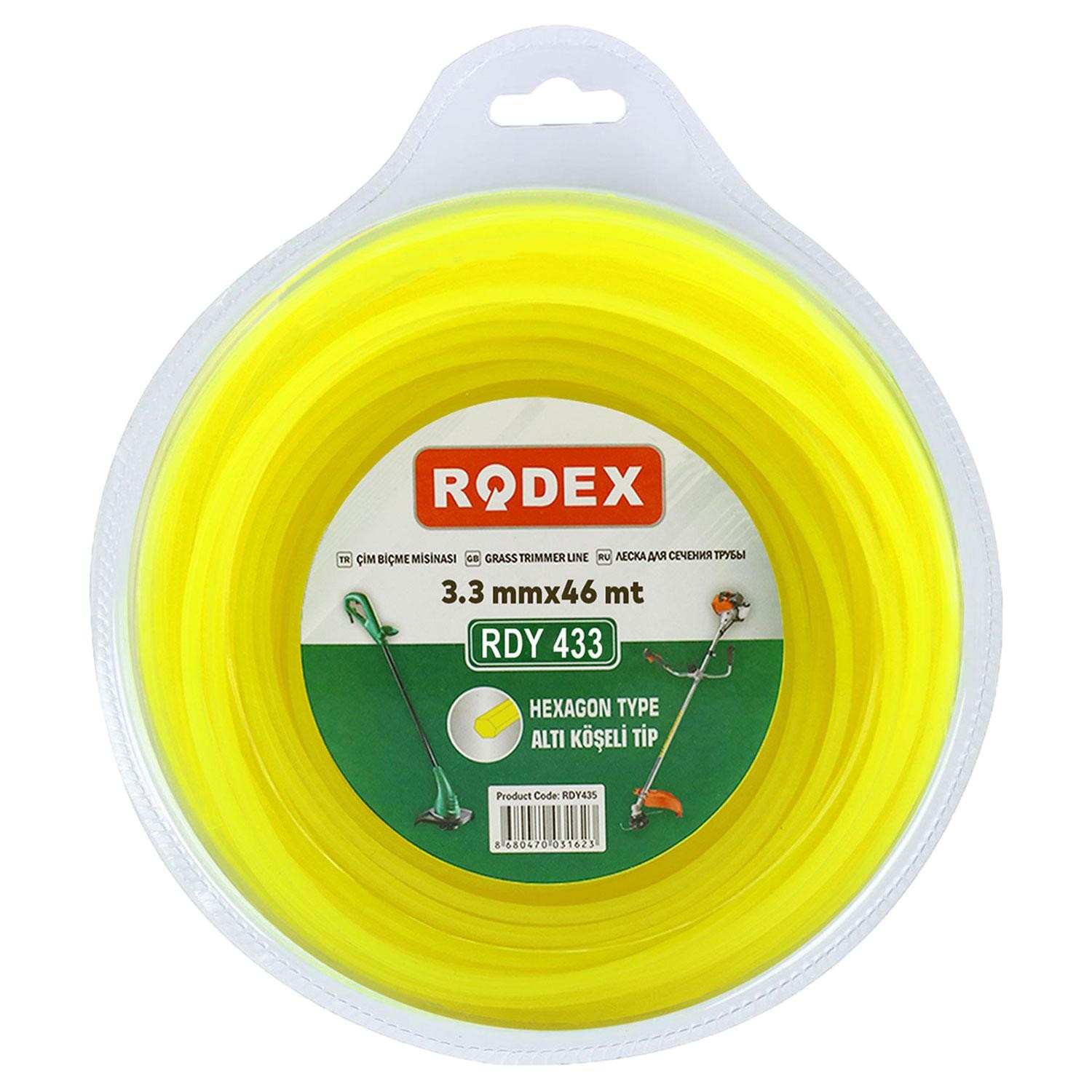 Rodex RDY433 Misina Motorlu Tırpan Altıgen Misina 3.3 mm 46 Metre Çim Ot Biçme Teli