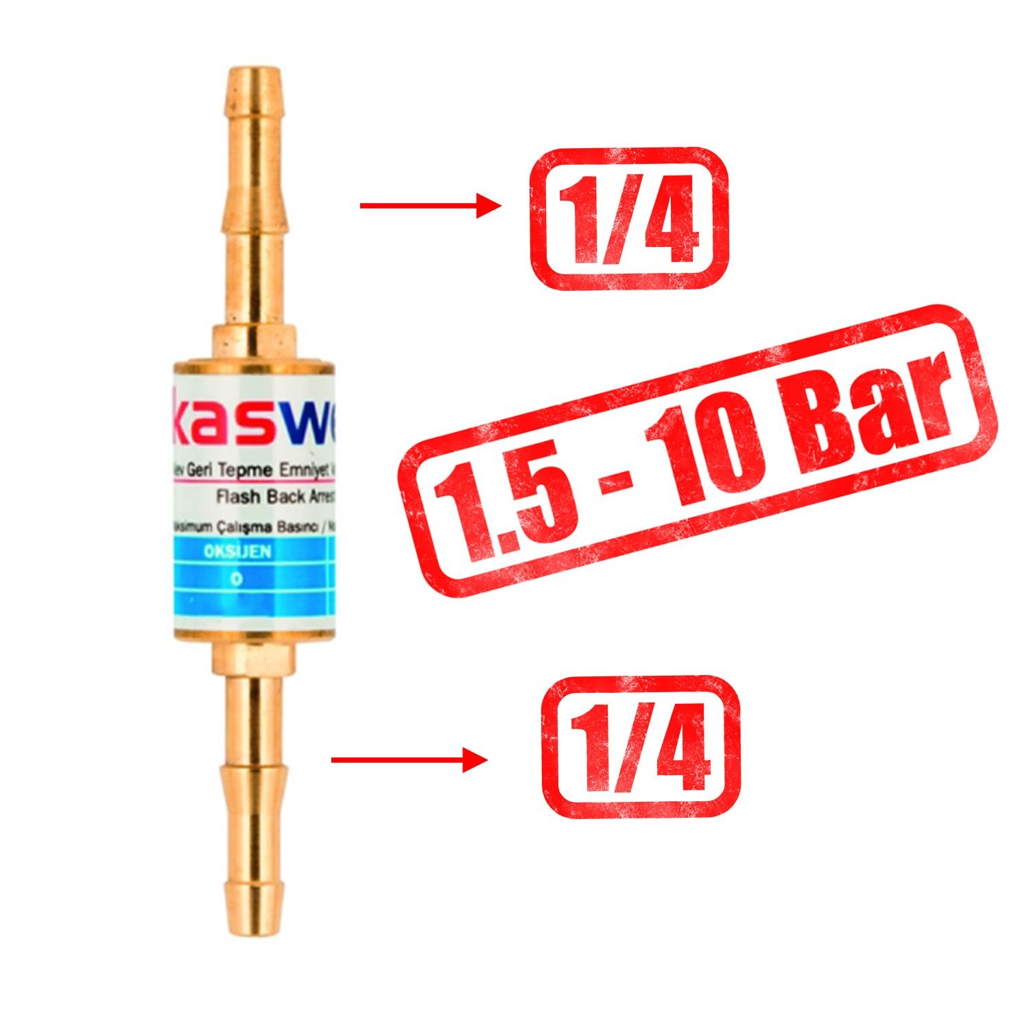 Kasweld Alev Geri Tepme Valfi Oksijen Kaynak 3001 A Gaz Asitelen Tüp Hamlaç Regülatör Lülesi 10 Bar
