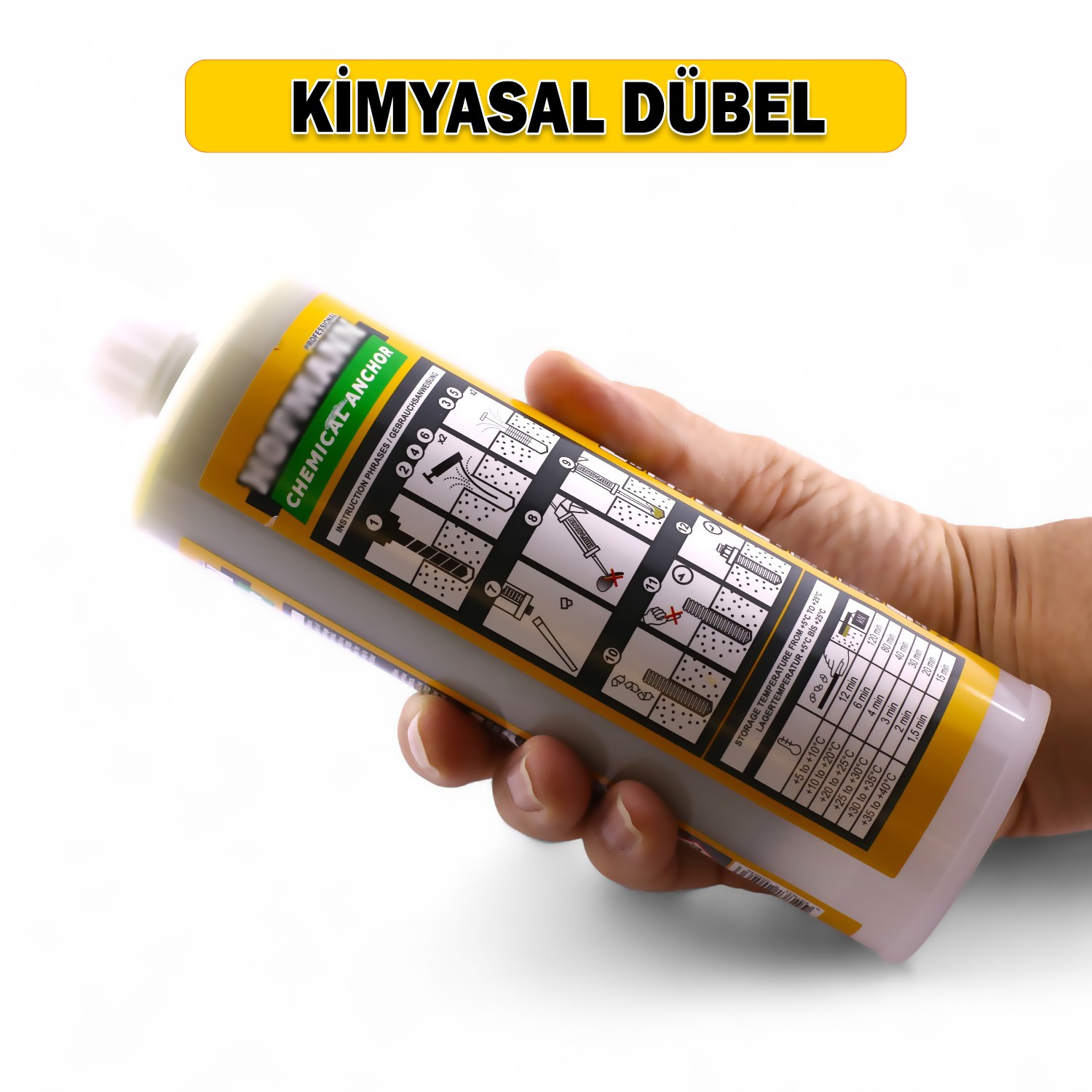 410 ml Polyester Bazlı Bileşenli Kimyasal Dübel İç Dış Mekan Ankraj Malzemesi Beton Dübel Sıvı Çivi