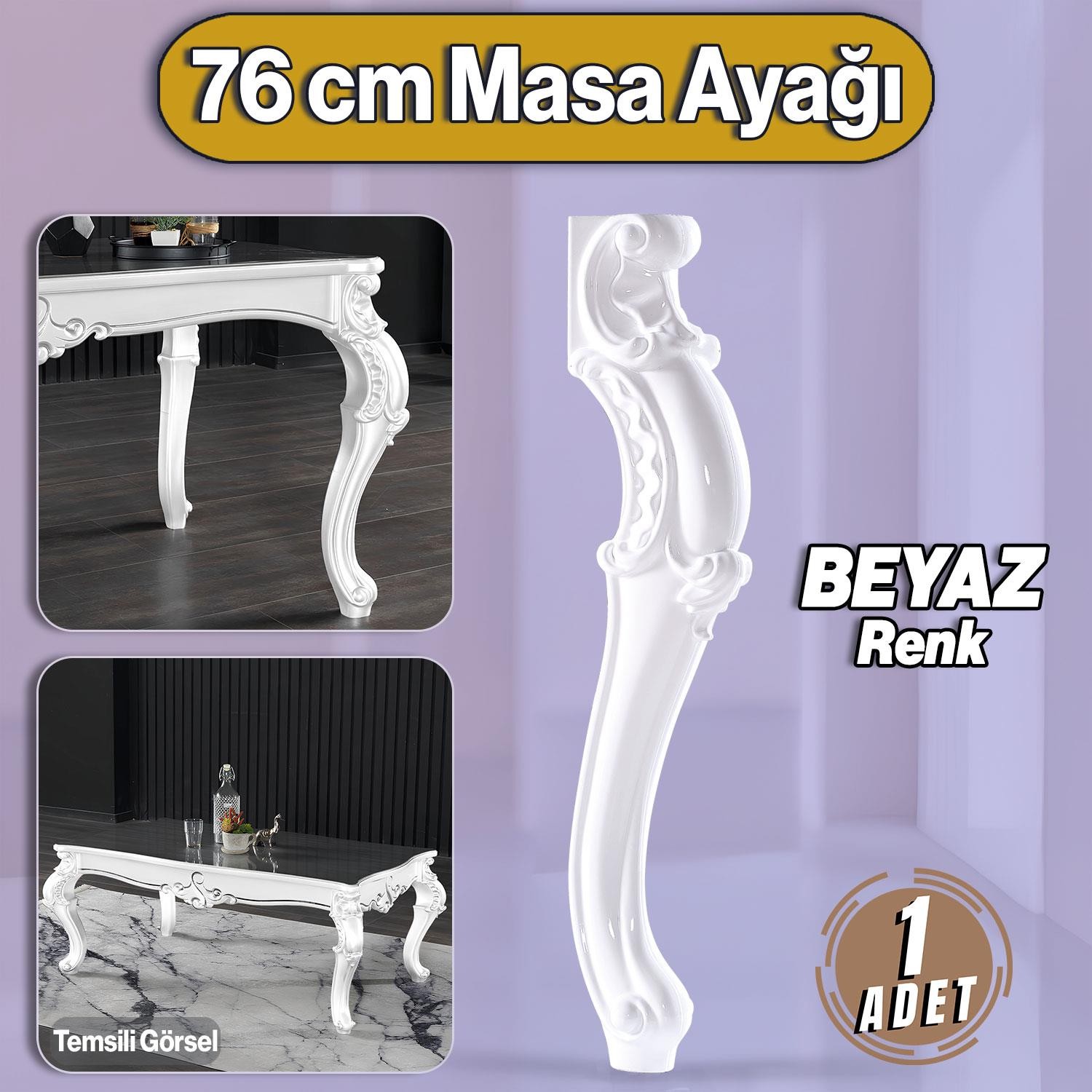 Valenta Masa Dresuar Ayağı 76 cm Plastik Ayak Mutfak Yemek Masası Mobilya Ayakları Beyaz