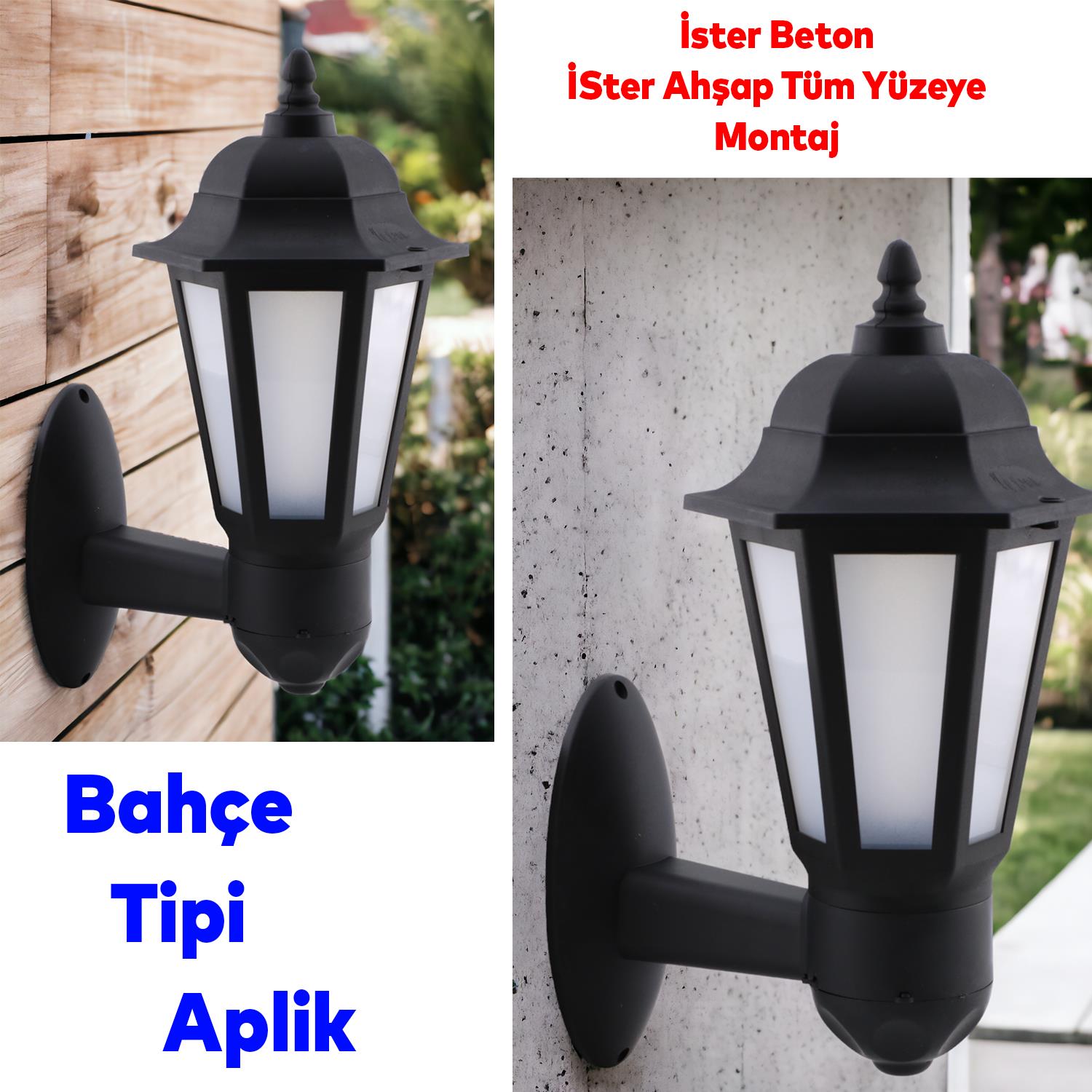 Sokak Bahçe Duvar Aplik Lamba Aydınlatma Lale Bahçe Armatürü Yandan Montaj E27 Duy Siyah Plastik