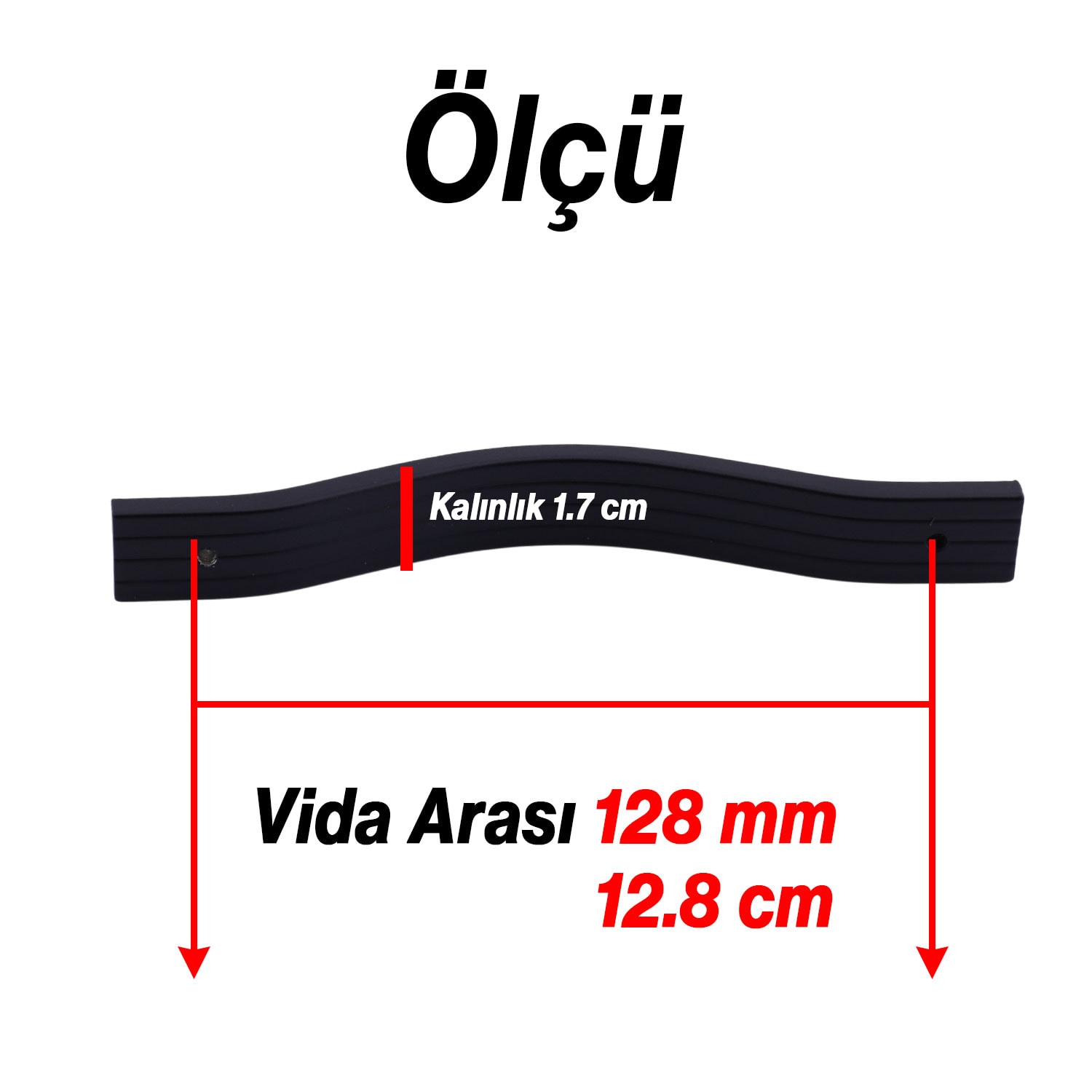 Sümbül Siyah Metal Kulp 128 mm Modern Mobilya Çekmece Kolu Mutfak Dolabı ve Kapak Kulpları Dayanıklı