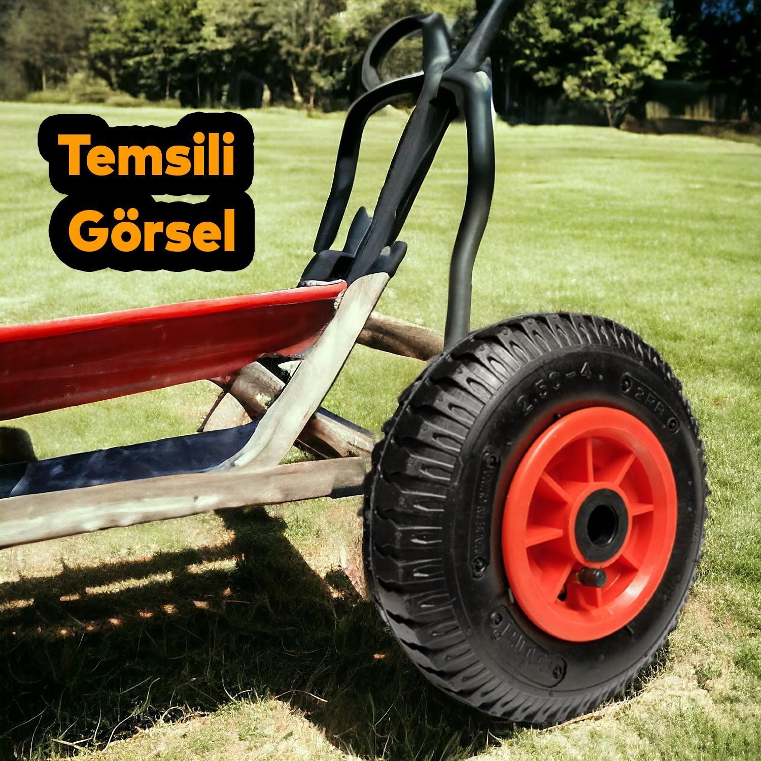 El Arabası Yük Taşıma Arabası Tekeri Burçlu Şişme Şambelli İç Lastikli Teker 240x85 mm Plastik Jant